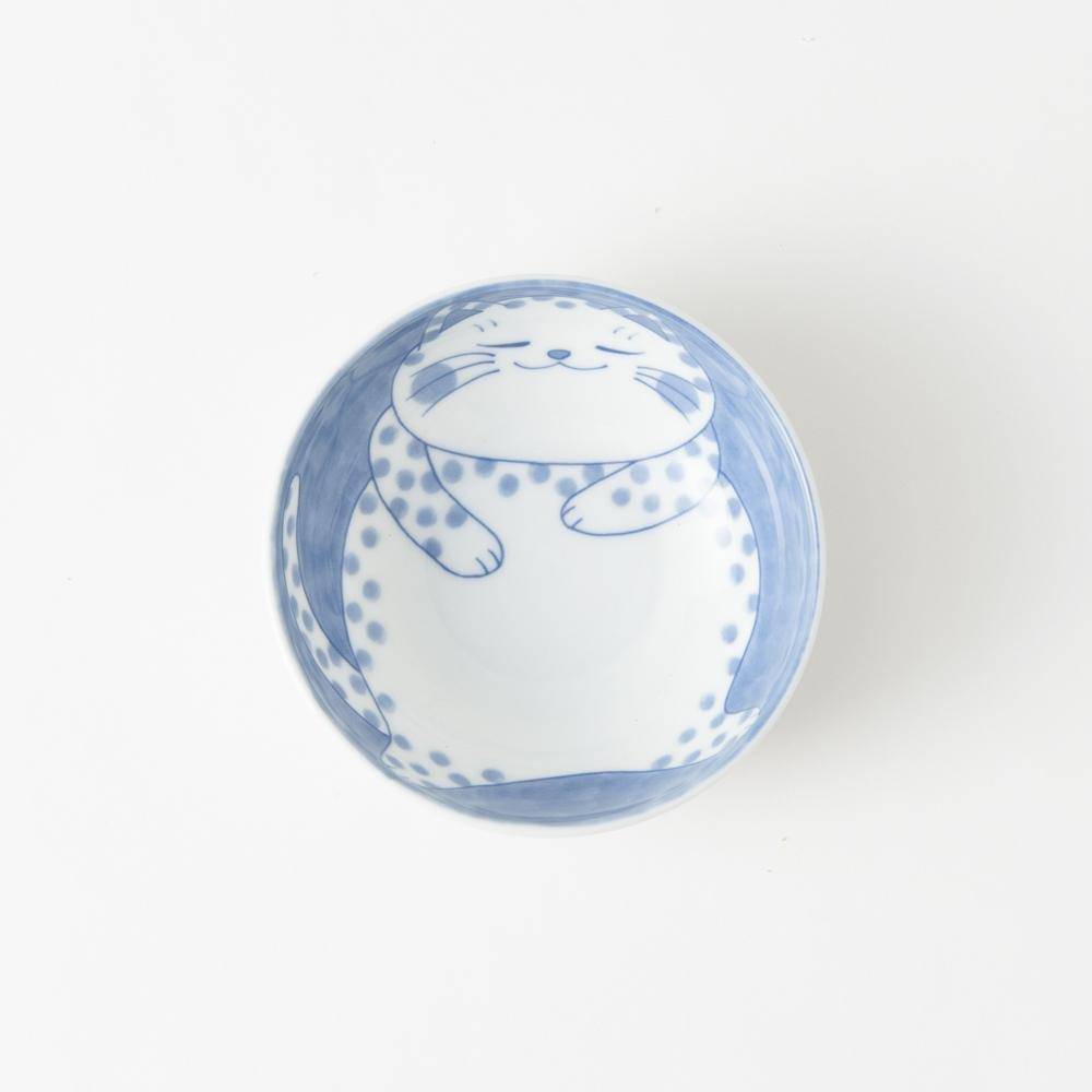 Neko Chigura Cat Mino Ware Kobachi Bowl - MUSUBI KILN - Quality Japanese Tableware and Gift