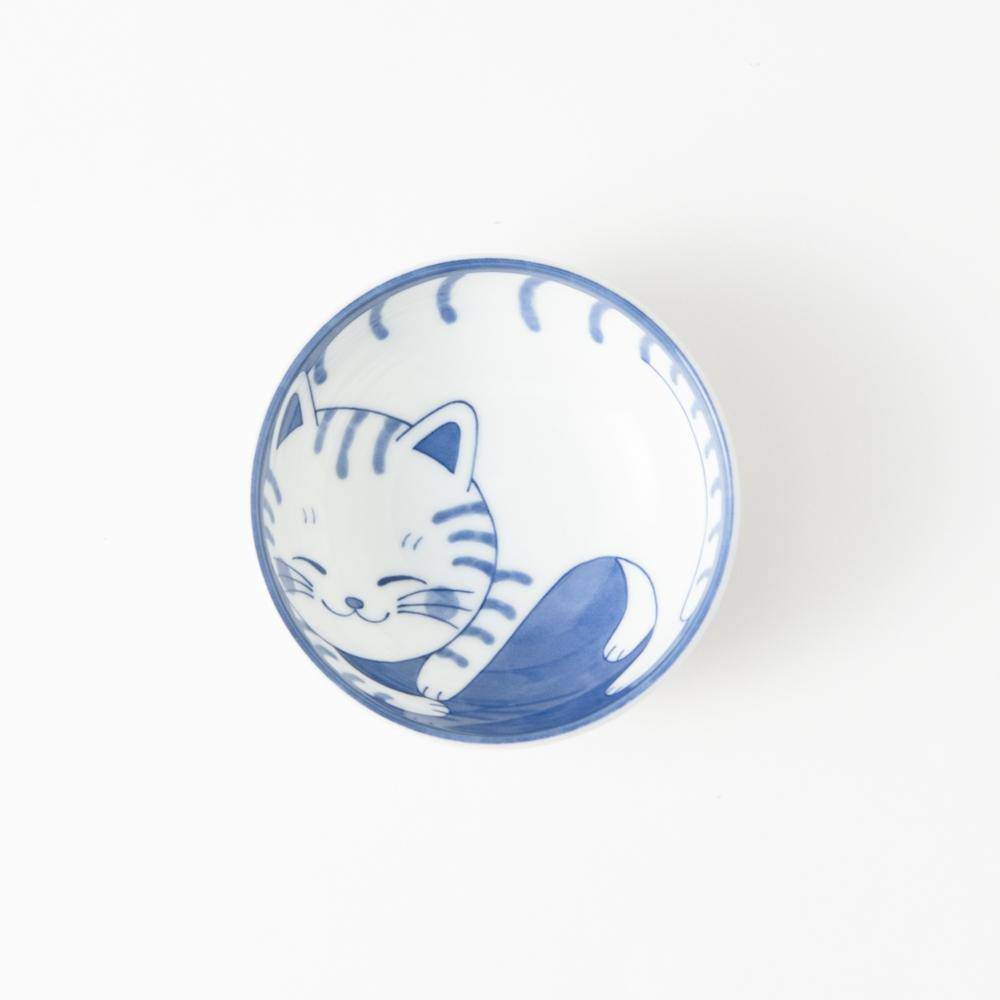 Neko Chigura Cat Mino Ware Kobachi Bowl - MUSUBI KILN - Quality Japanese Tableware and Gift