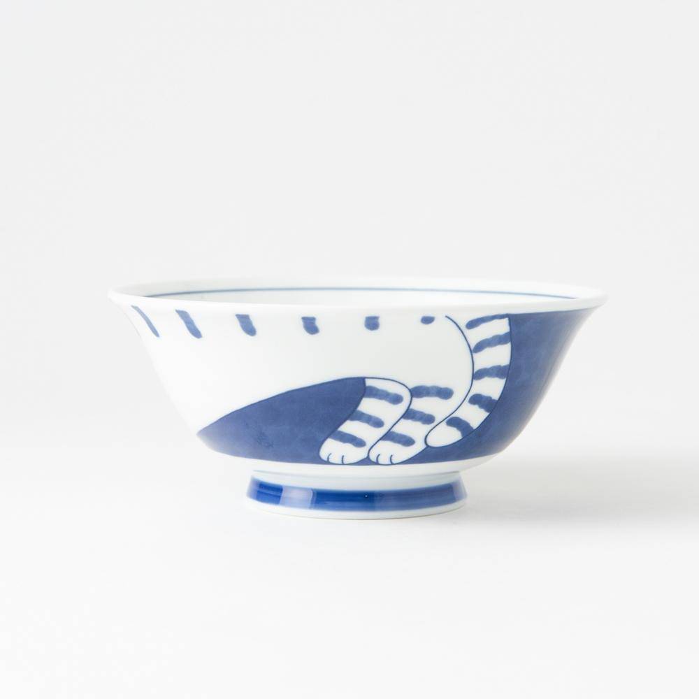 Neko Chigura Cat Mino Ware Ramen Bowl M - MUSUBI KILN - Quality Japanese Tableware and Gift