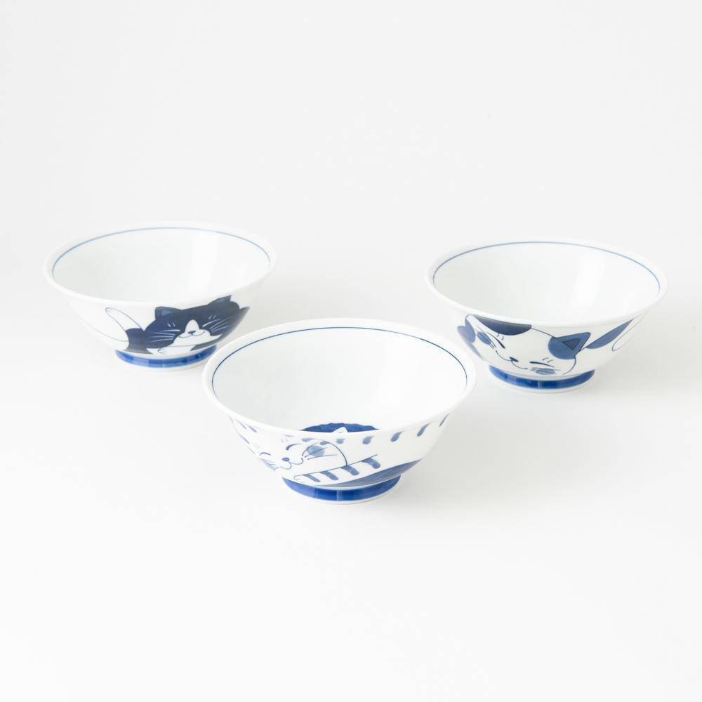 Neko Chigura Cat Mino Ware Ramen Bowl M - MUSUBI KILN - Quality Japanese Tableware and Gift