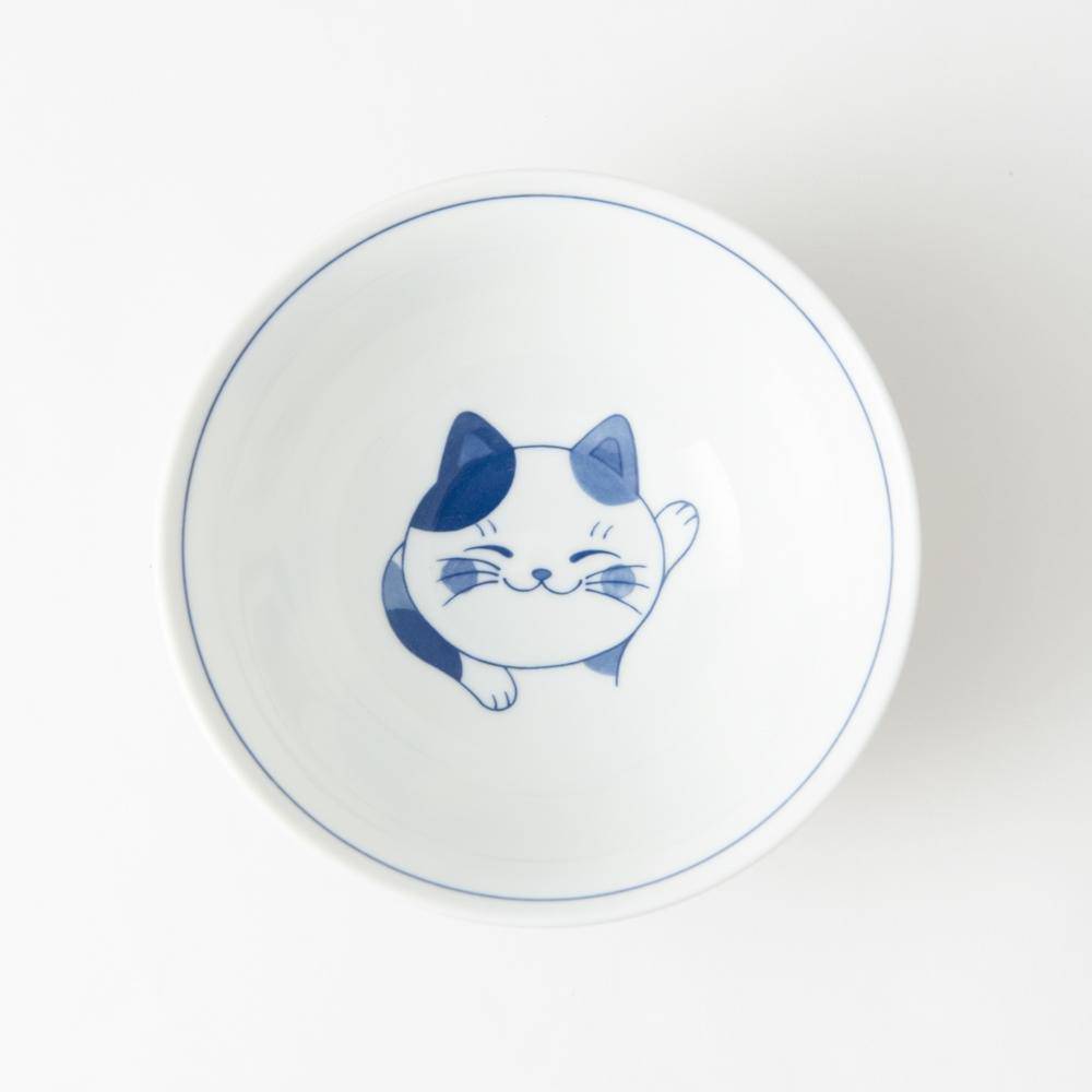 Neko Chigura Cat Mino Ware Ramen Bowl M - MUSUBI KILN - Quality Japanese Tableware and Gift