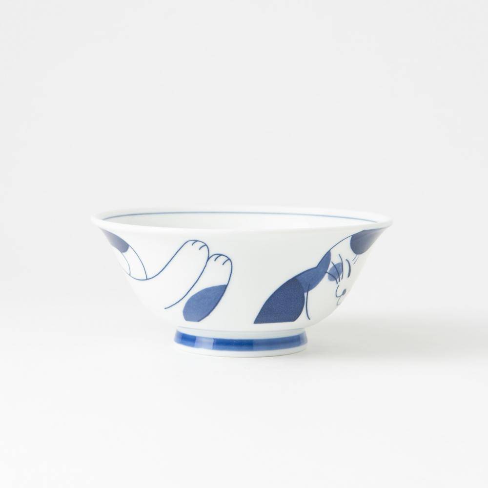 Neko Chigura Cat Mino Ware Ramen Bowl M - MUSUBI KILN - Quality Japanese Tableware and Gift