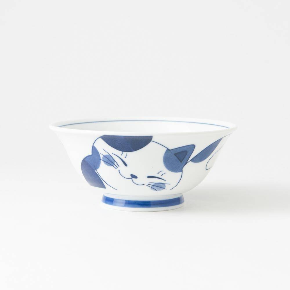 Neko Chigura Cat Mino Ware Ramen Bowl M - MUSUBI KILN - Quality Japanese Tableware and Gift
