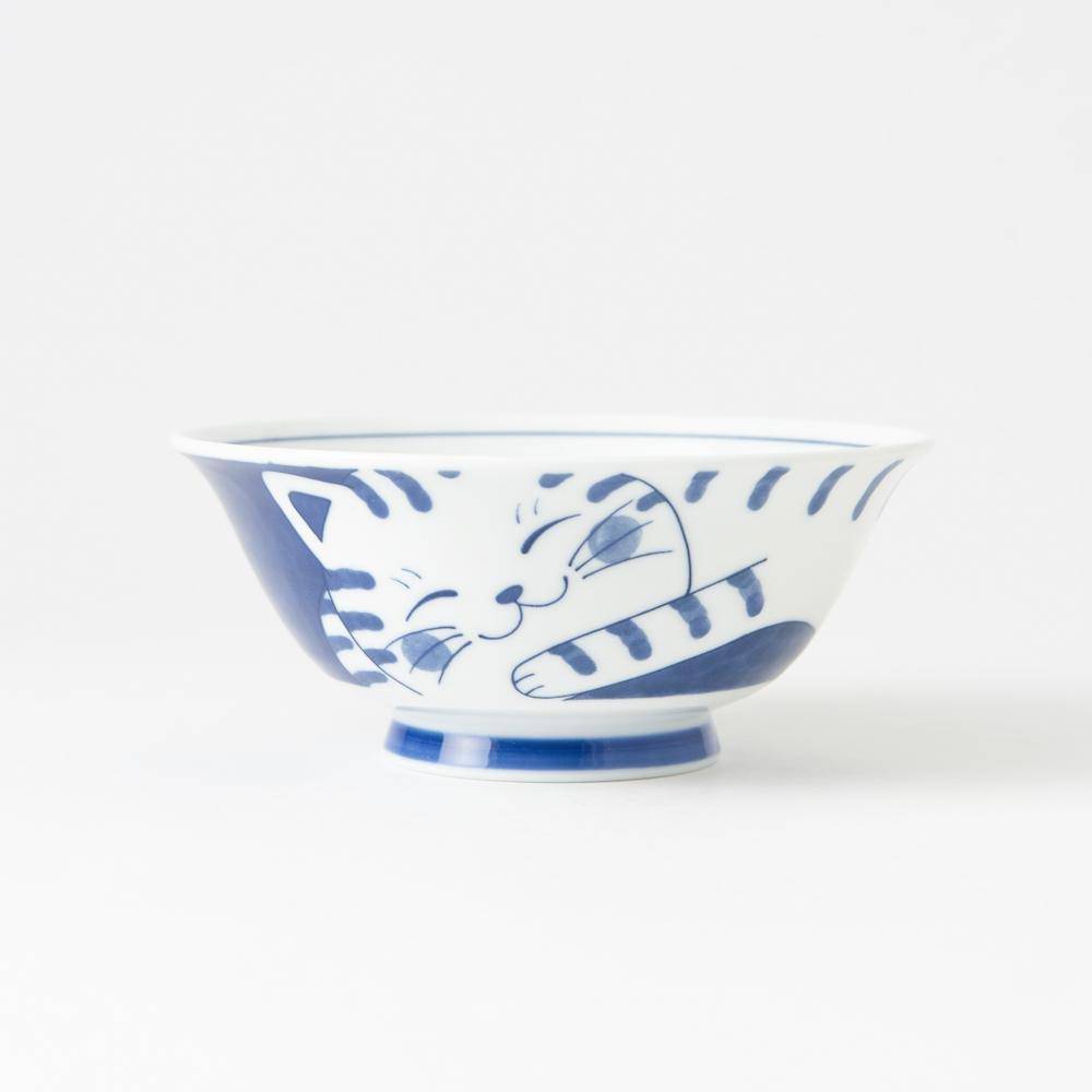 Neko Chigura Cat Mino Ware Ramen Bowl M - MUSUBI KILN - Quality Japanese Tableware and Gift