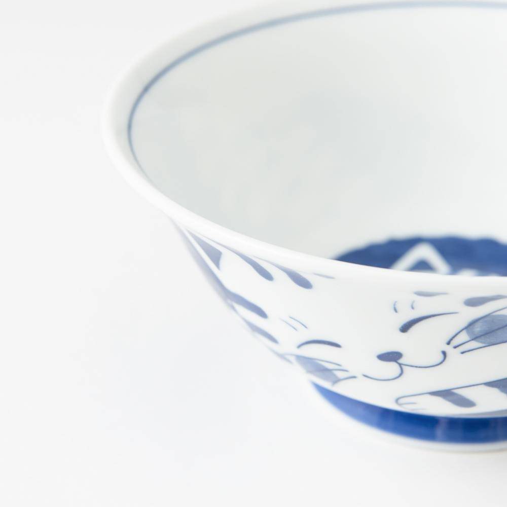 Neko Chigura Cat Mino Ware Ramen Bowl M - MUSUBI KILN - Quality Japanese Tableware and Gift