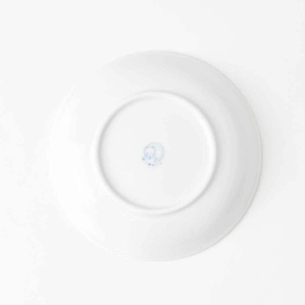 Neko Chigura Cat Mino Ware Round Plate - MUSUBI KILN - Quality Japanese Tableware and Gift