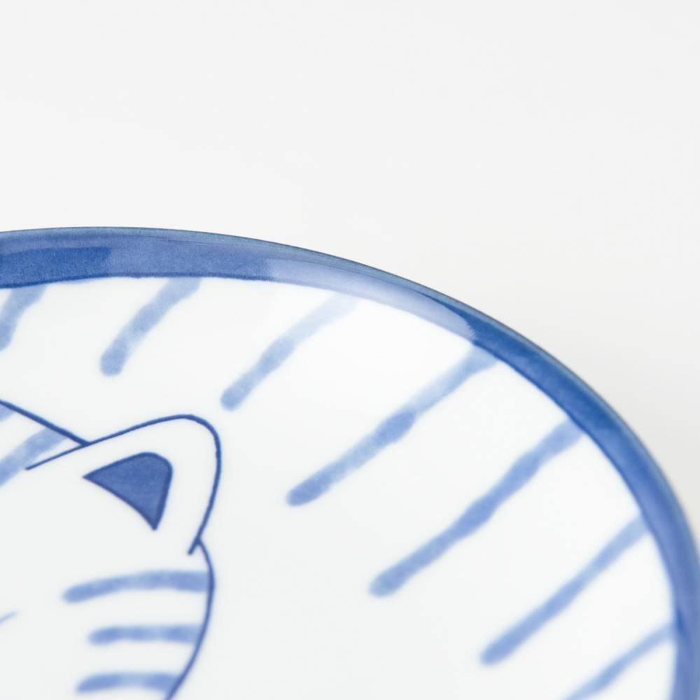 Neko Chigura Cat Mino Ware Round Plate - MUSUBI KILN - Quality Japanese Tableware and Gift