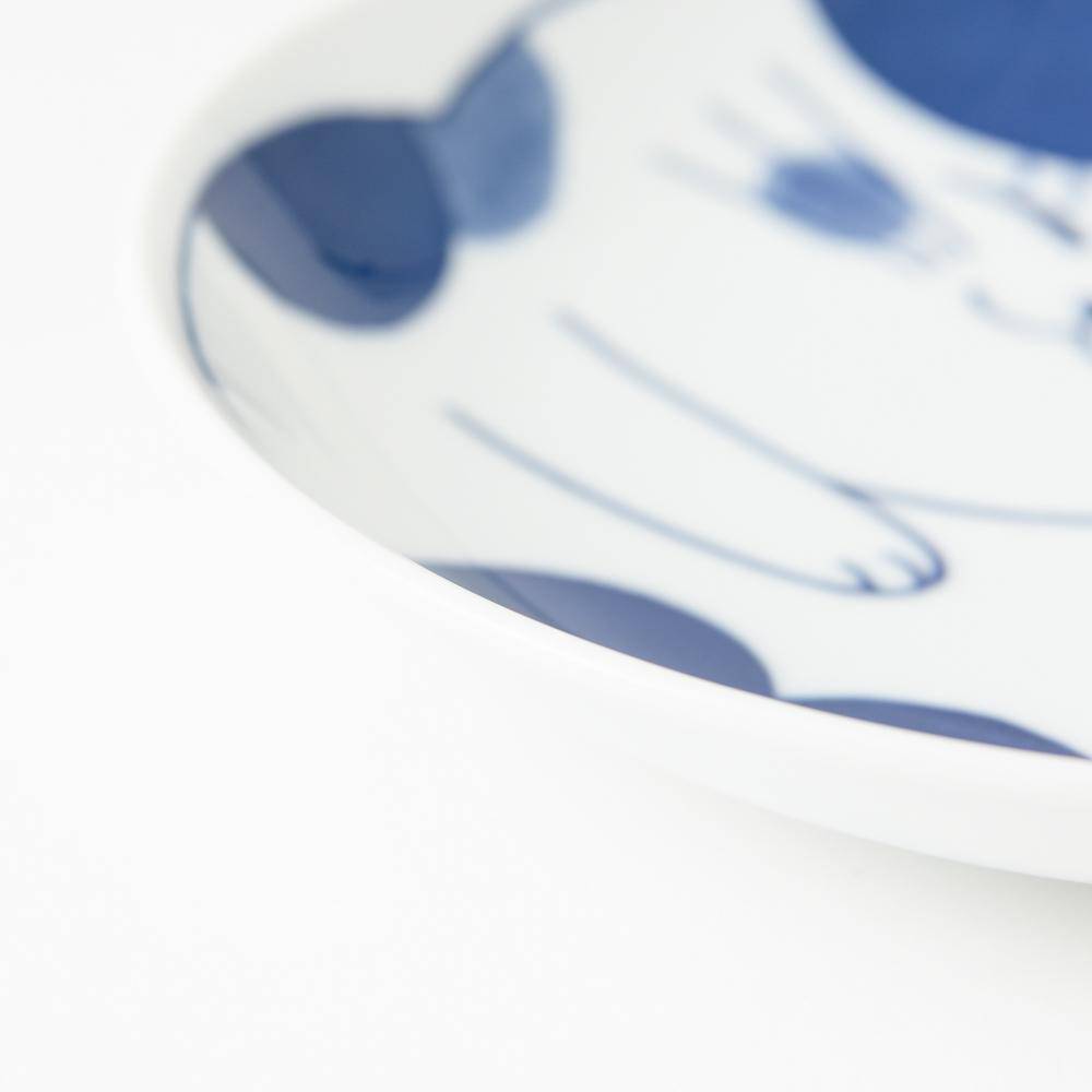 Neko Chigura Cat Mino Ware Round Plate - MUSUBI KILN - Quality Japanese Tableware and Gift