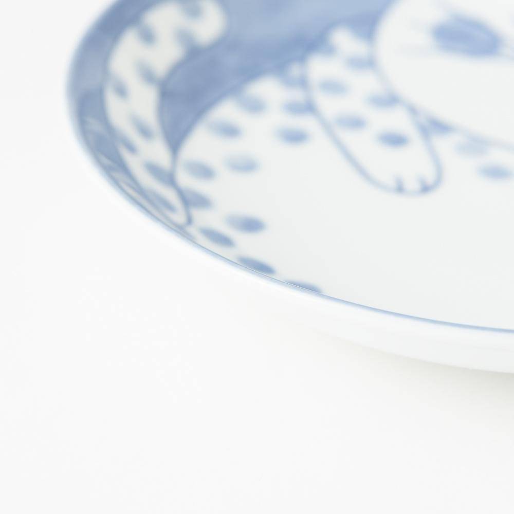 Neko Chigura Cat Mino Ware Round Plate - MUSUBI KILN - Quality Japanese Tableware and Gift