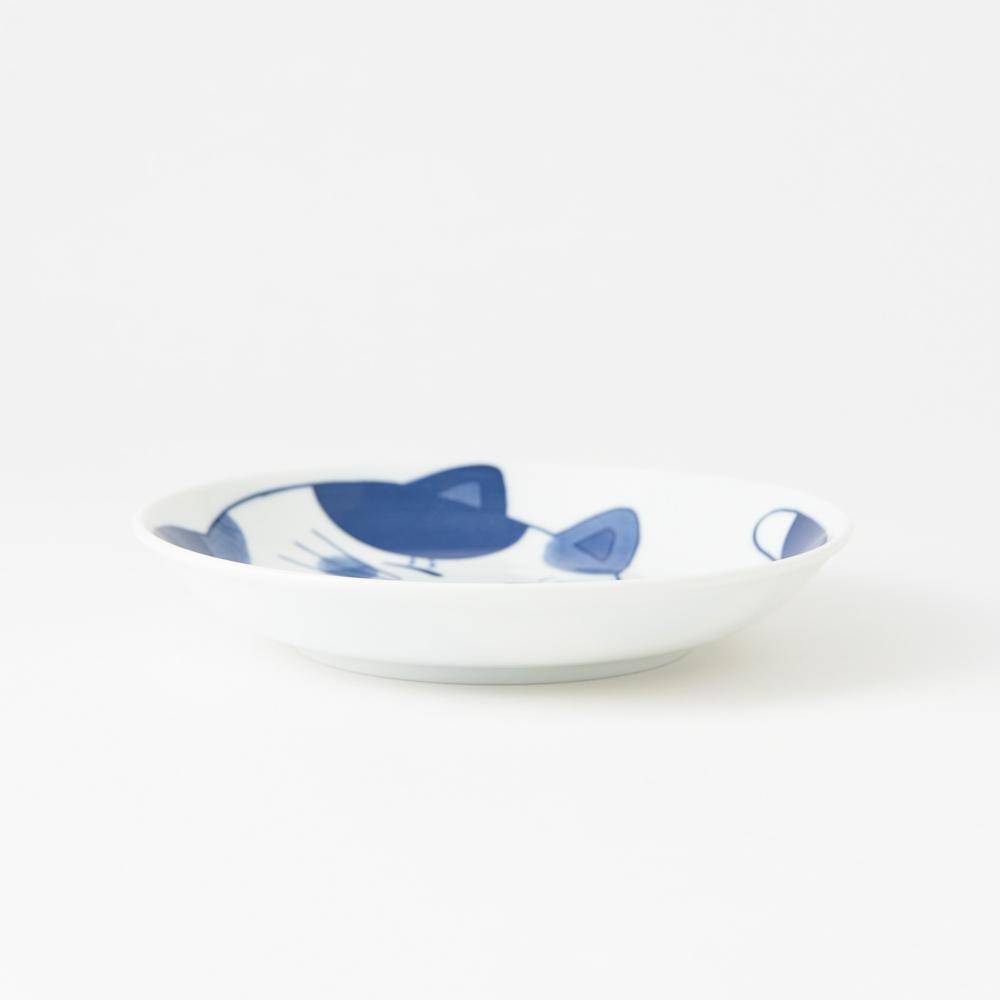 Neko Chigura Cat Mino Ware Round Plate - MUSUBI KILN - Quality Japanese Tableware and Gift