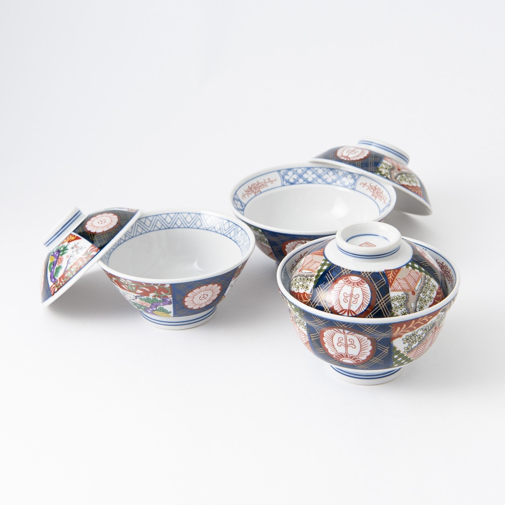 Nishiki Peony Mino Ware Donburi Rice Bowl with Lid S - MUSUBI KILN - Quality Japanese Tableware and Gift