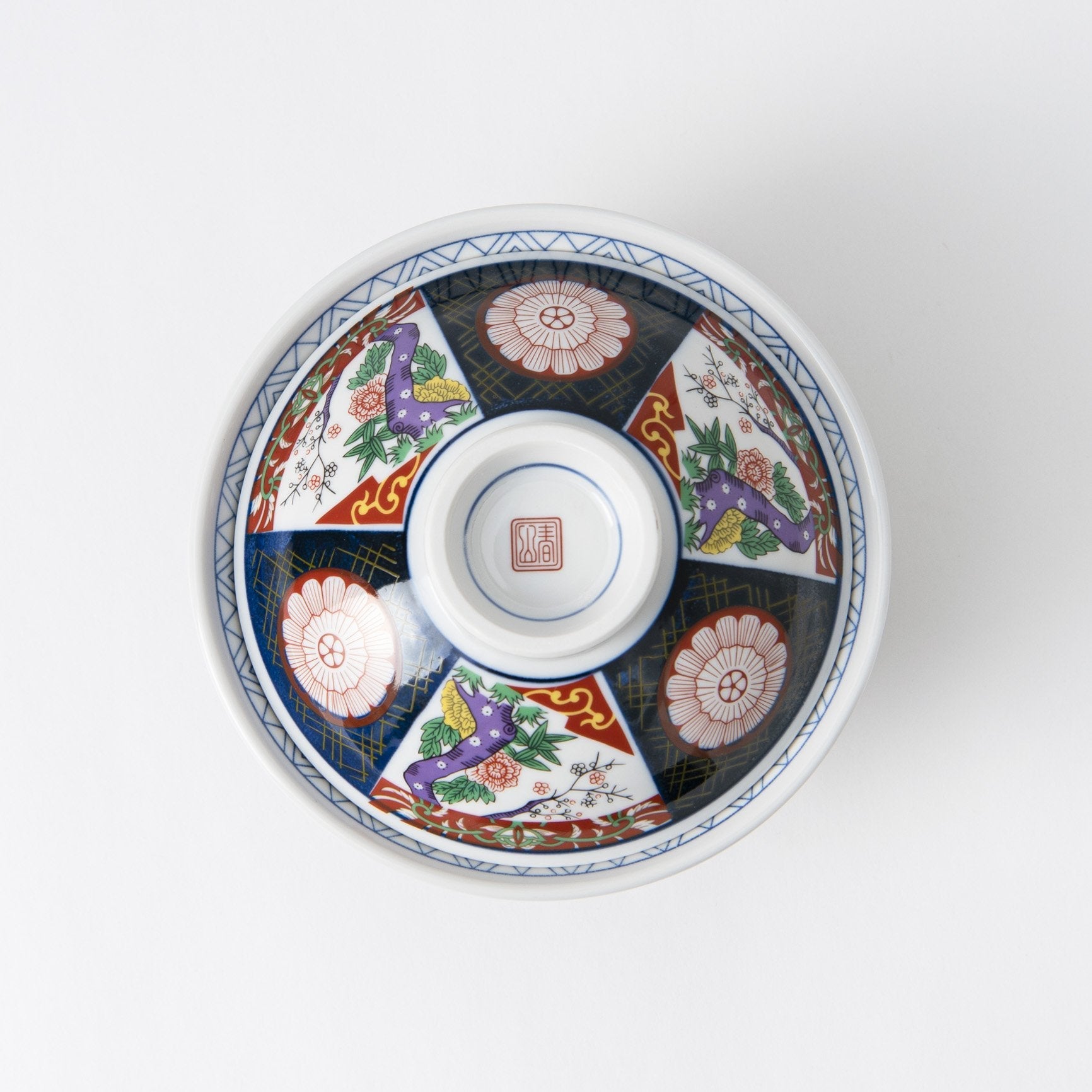 Nishiki Peony Mino Ware Donburi Rice Bowl with Lid S - MUSUBI KILN - Quality Japanese Tableware and Gift