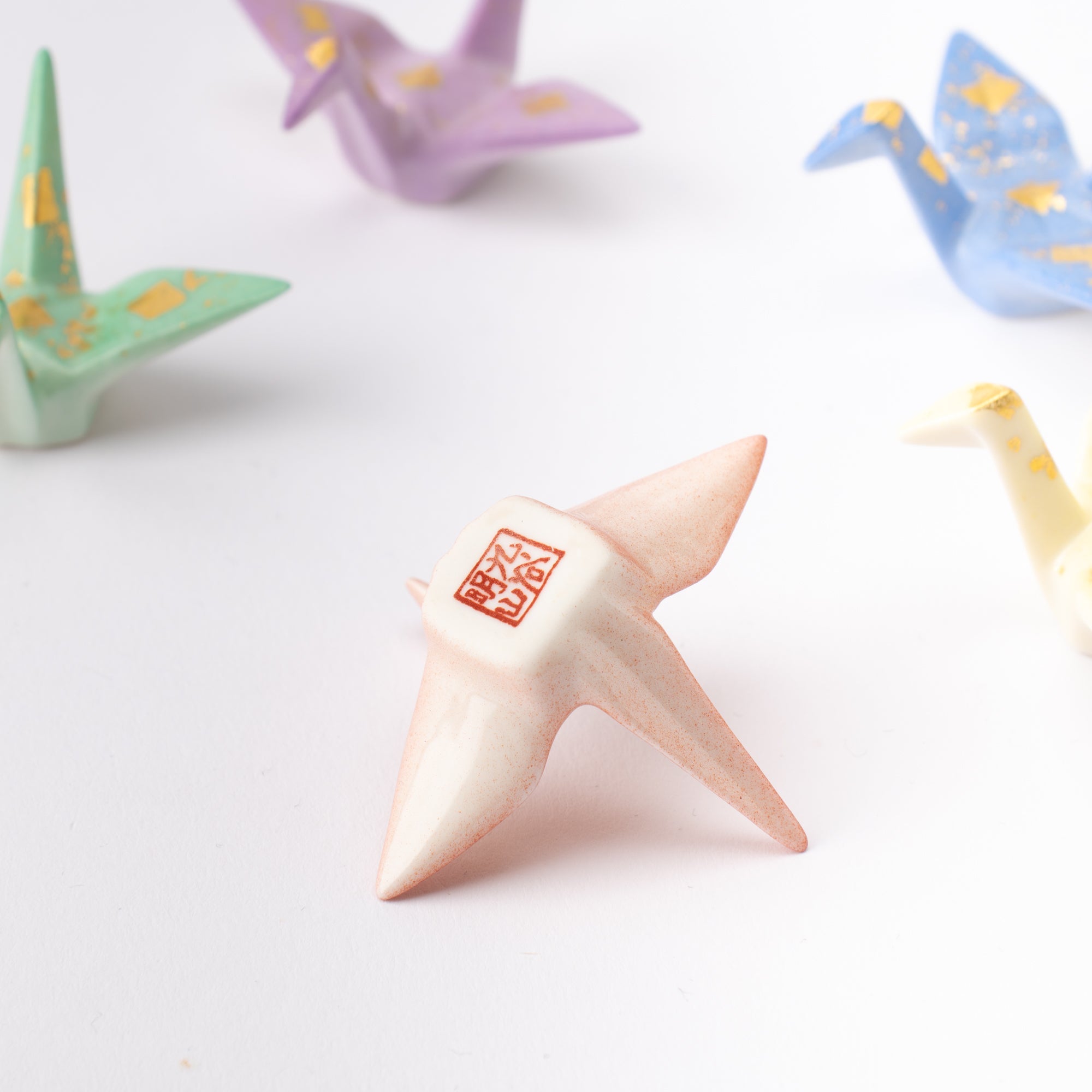 Origami Crane Kutani Chopstick Rest Set - MUSUBI KILN - Quality Japanese Tableware and Gift