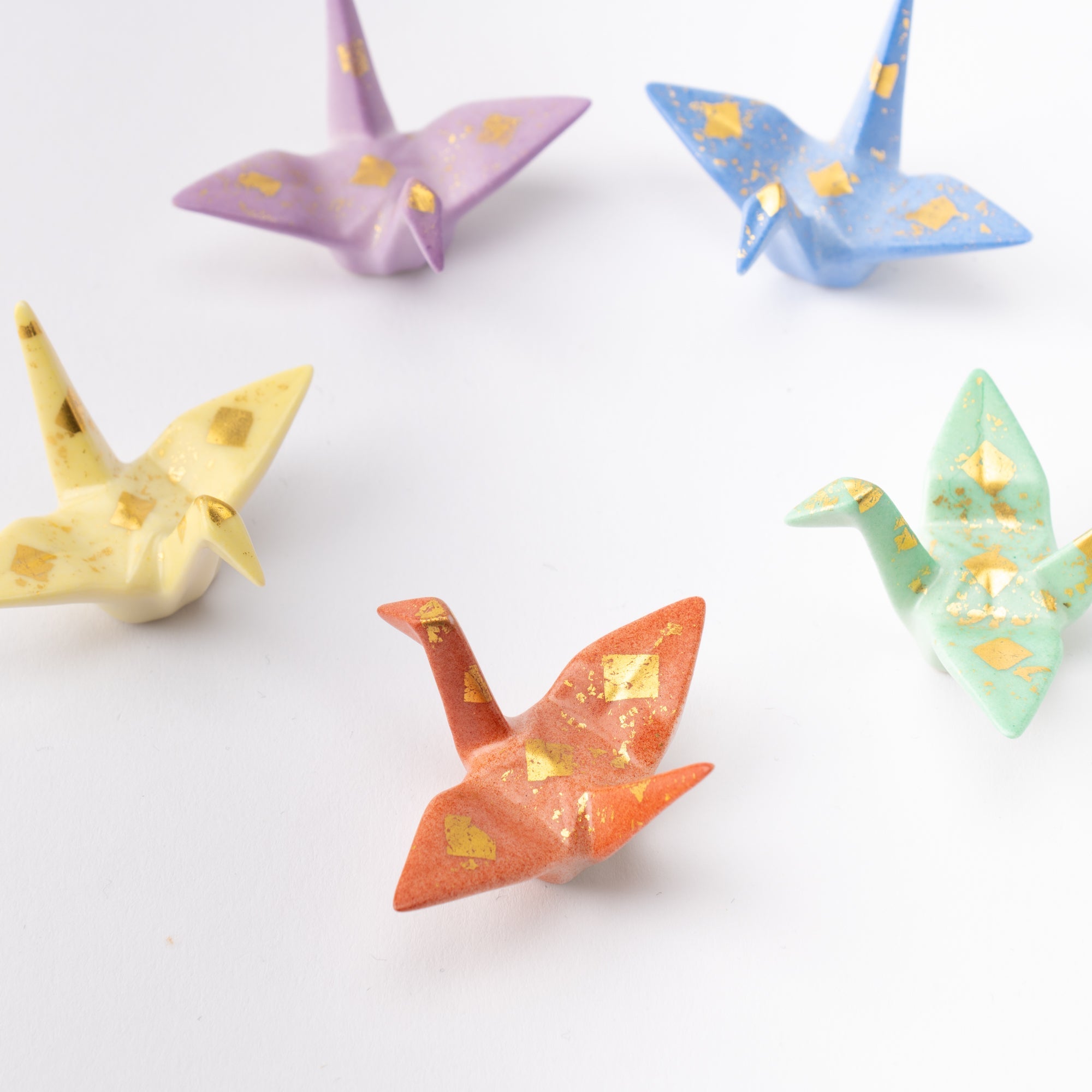 Origami Crane Kutani Chopstick Rest Set - MUSUBI KILN - Quality Japanese Tableware and Gift