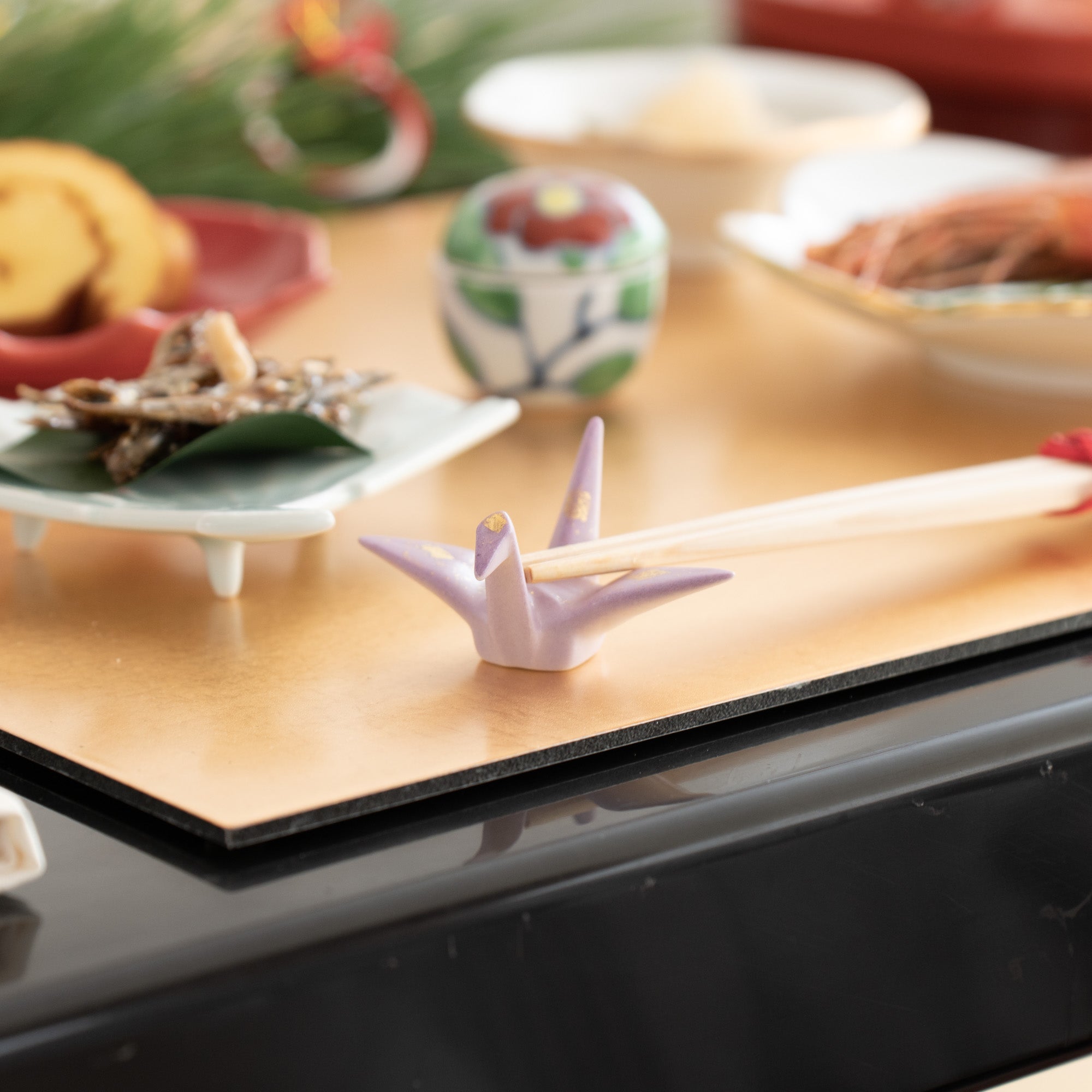 Origami Crane Kutani Chopstick Rest Set - MUSUBI KILN - Quality Japanese Tableware and Gift