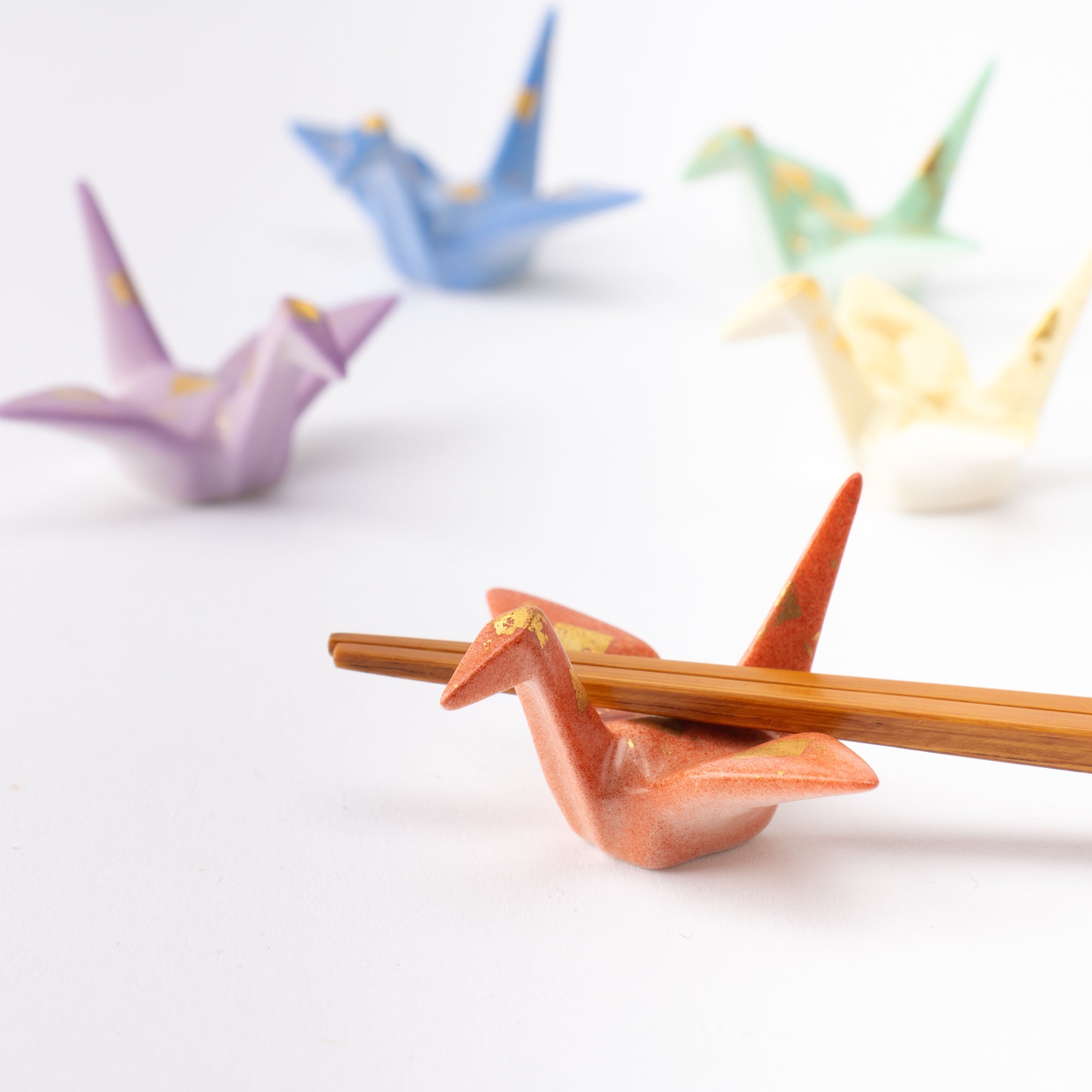 Origami Crane Kutani Chopstick Rest Set - MUSUBI KILN - Quality Japanese Tableware and Gift