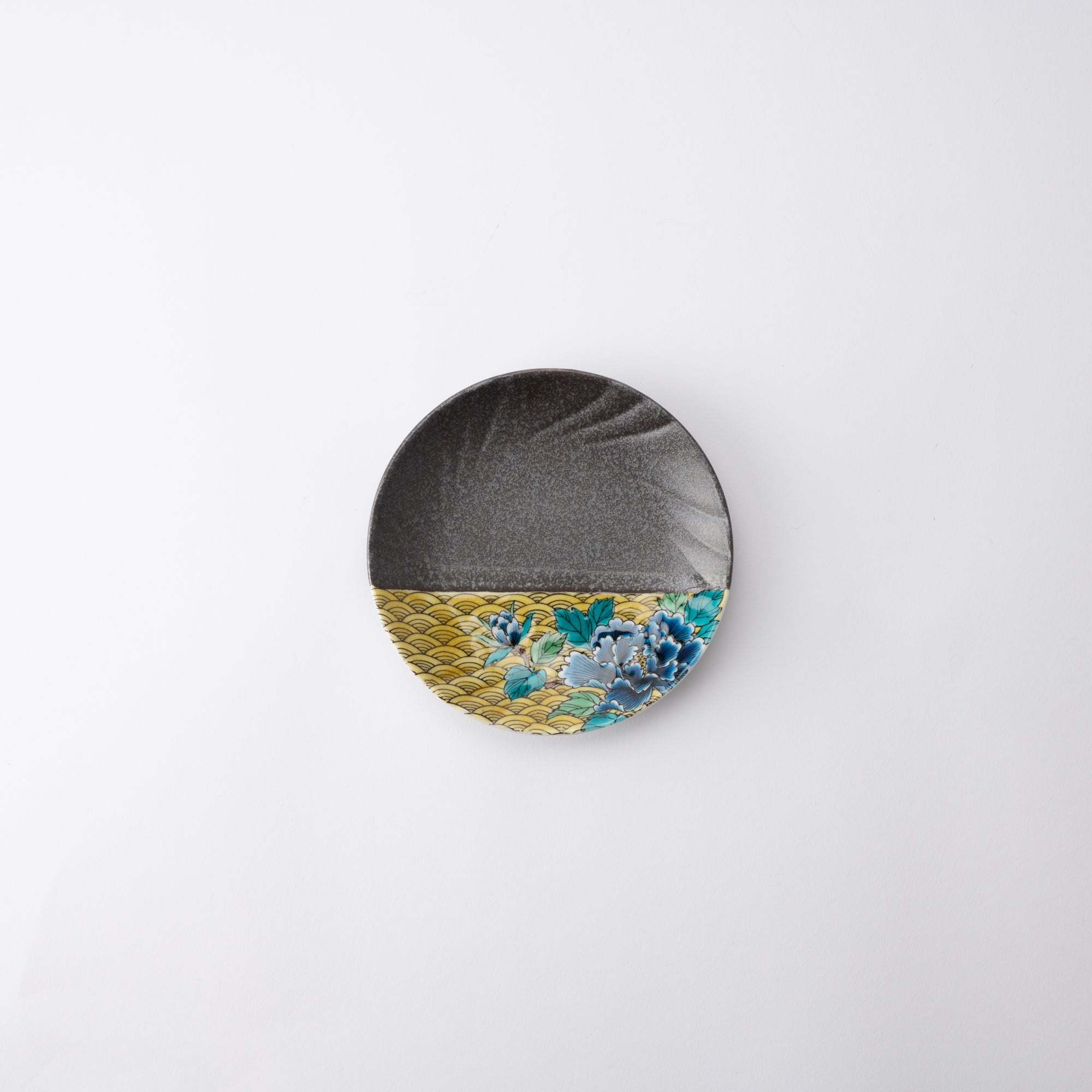 Peony Kutani Round Plate Set - MUSUBI KILN - Quality Japanese Tableware and Gift
