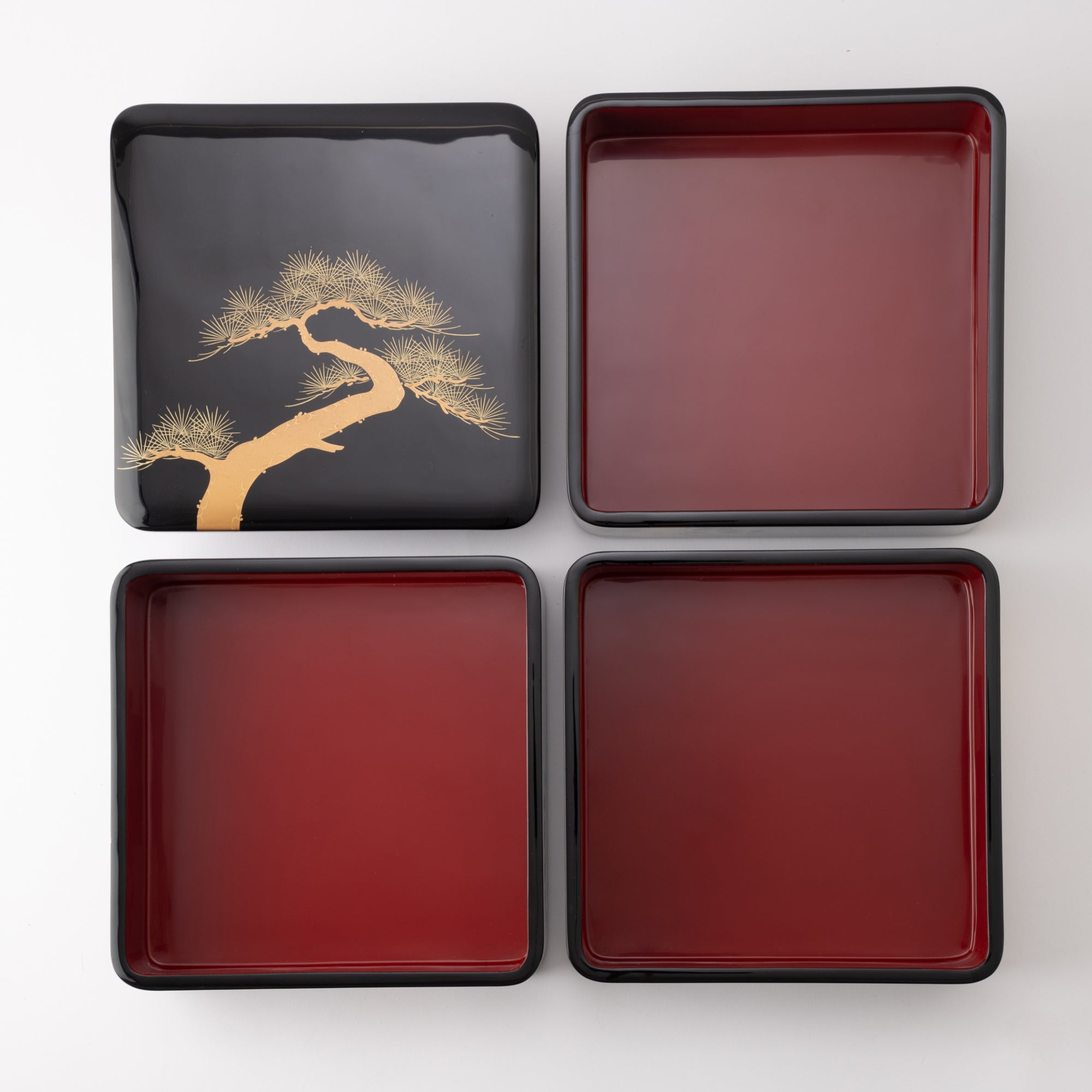 Pine Bamboo and Plum Echizen Lacquerware Three Tiers Jubako Bento Box - MUSUBI KILN - Quality Japanese Tableware and Gift