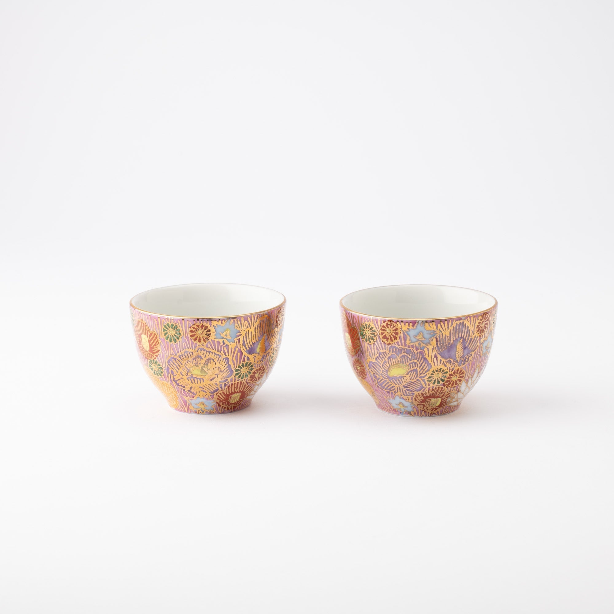 Pink Hanazume Kutani Houhin Japanese Teapot Set with 2 Teacups - MUSUBI KILN - Quality Japanese Tableware and Gift