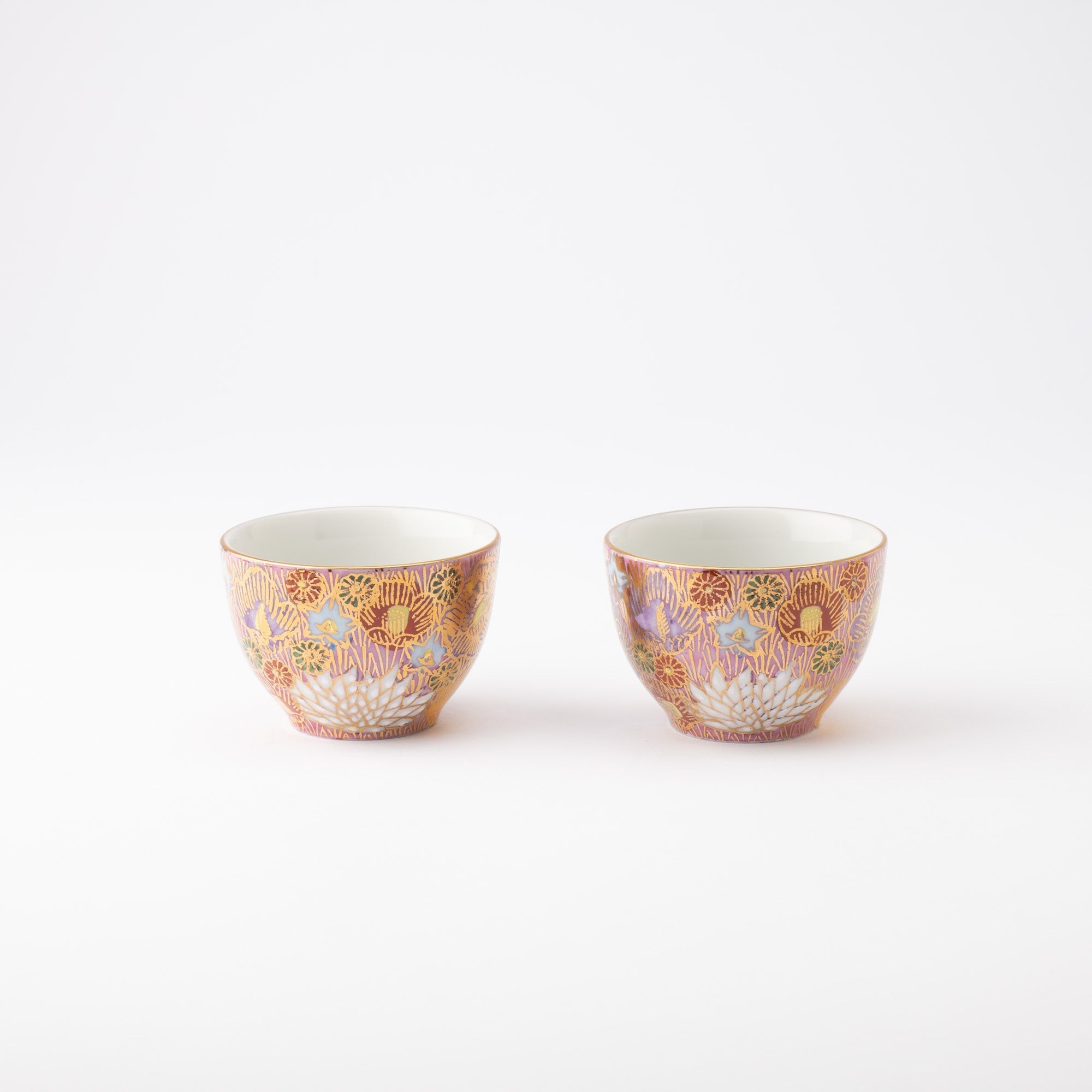 Pink Hanazume Kutani Houhin Japanese Teapot Set with 2 Teacups - MUSUBI KILN - Quality Japanese Tableware and Gift