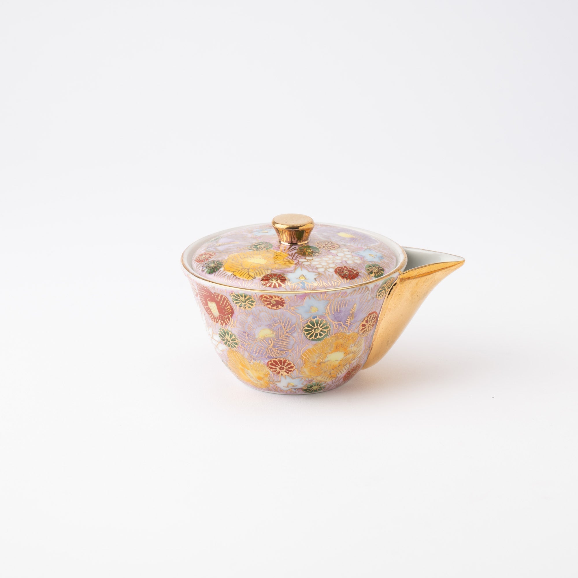 Pink Hanazume Kutani Houhin Japanese Teapot Set with 2 Teacups - MUSUBI KILN - Quality Japanese Tableware and Gift