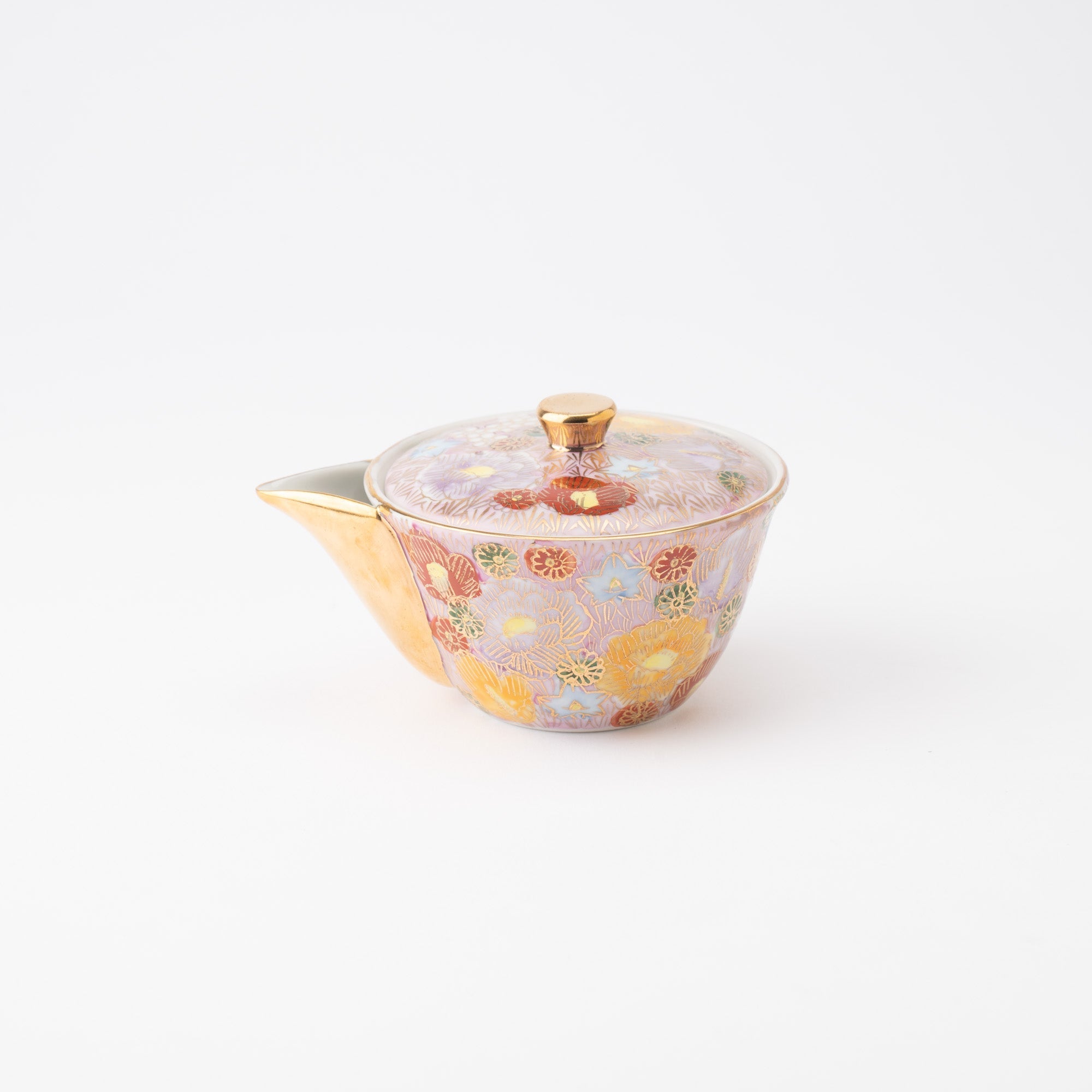Pink Hanazume Kutani Houhin Japanese Teapot Set with 2 Teacups - MUSUBI KILN - Quality Japanese Tableware and Gift