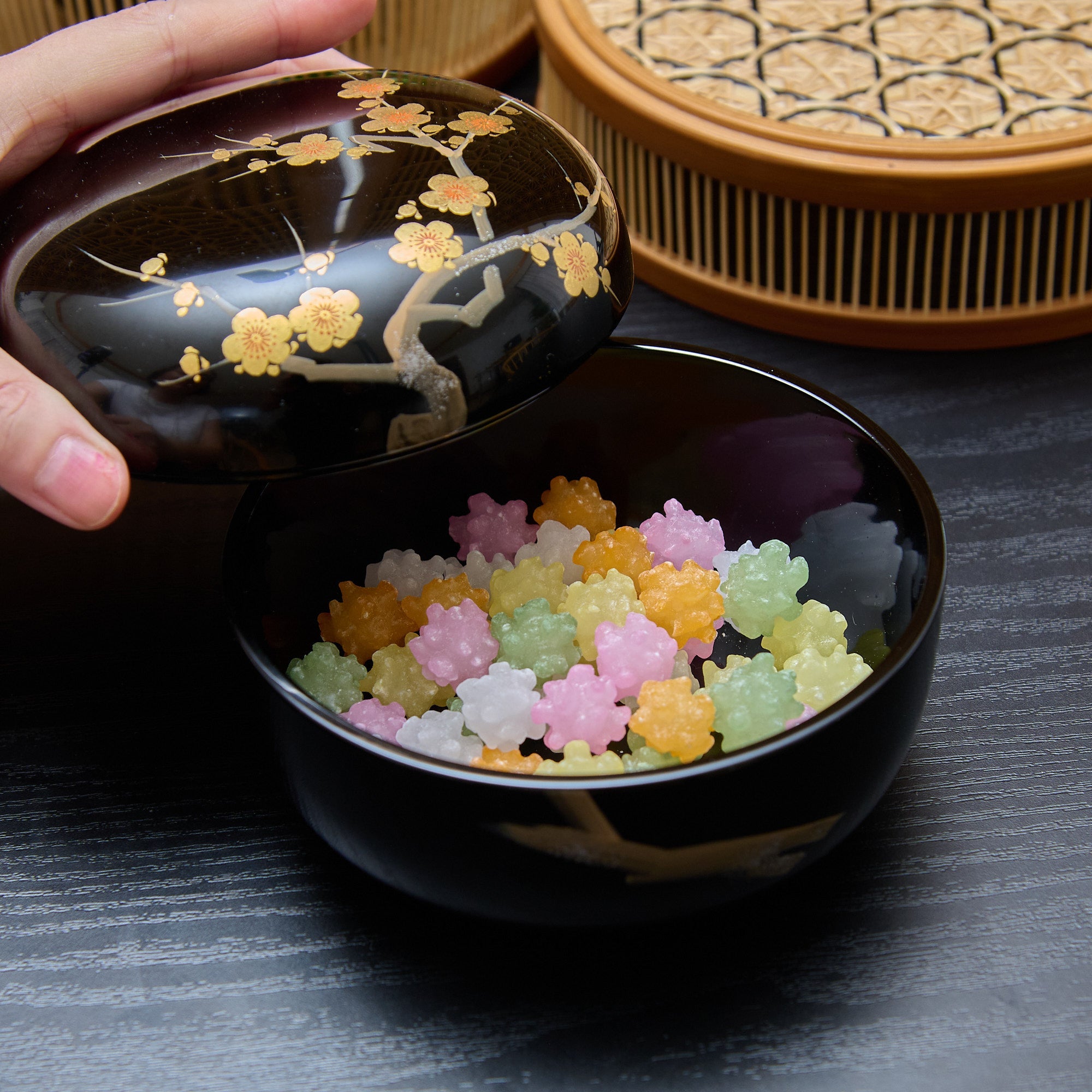 Plum Branch Maki - e Yamanaka Lacquerware Candy Box Small - MUSUBI KILN - Quality Japanese Tableware and Gift