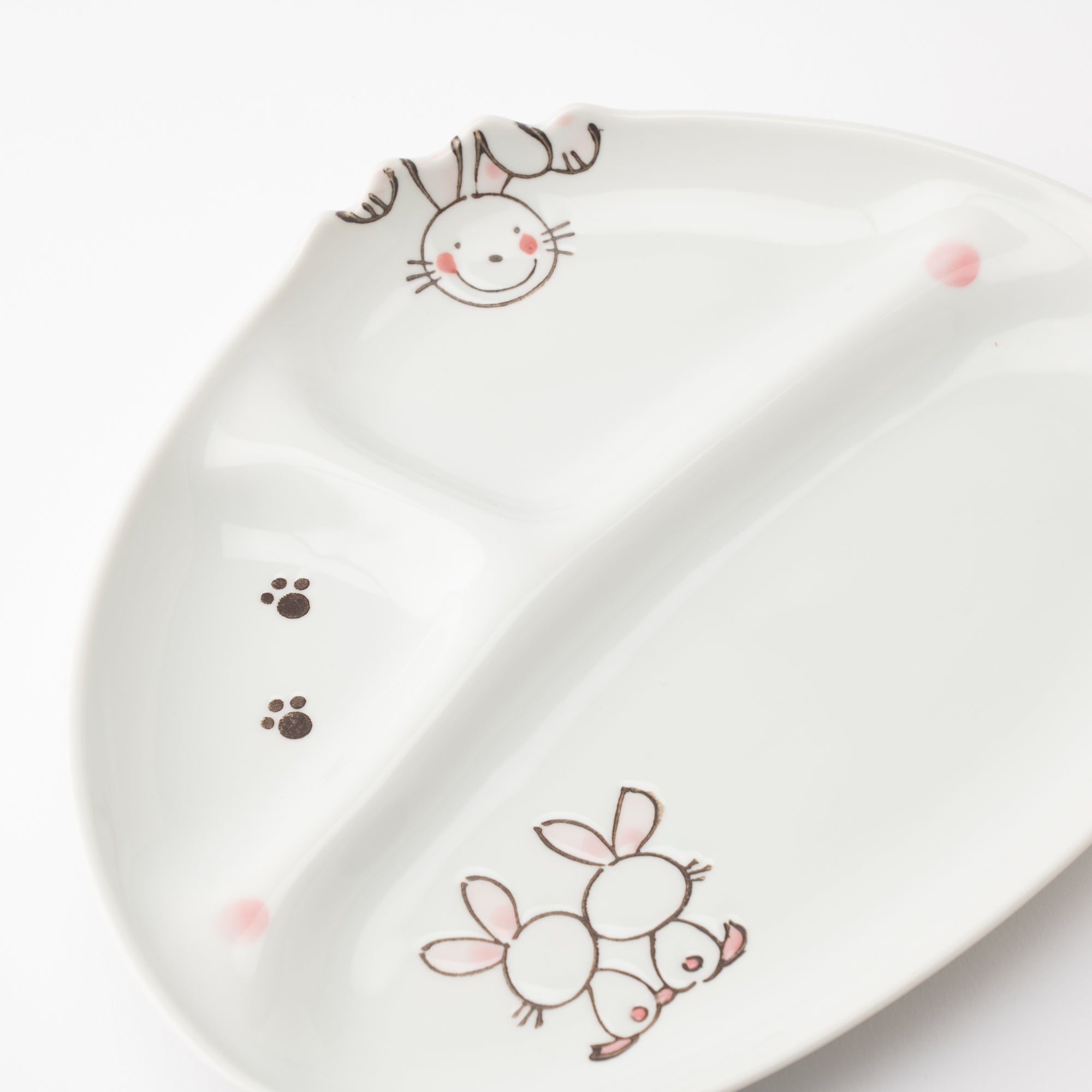 Rabbit Hasami Wave Children's Divided Plate - MUSUBI KILN - Quality Japanese Tableware and Gift