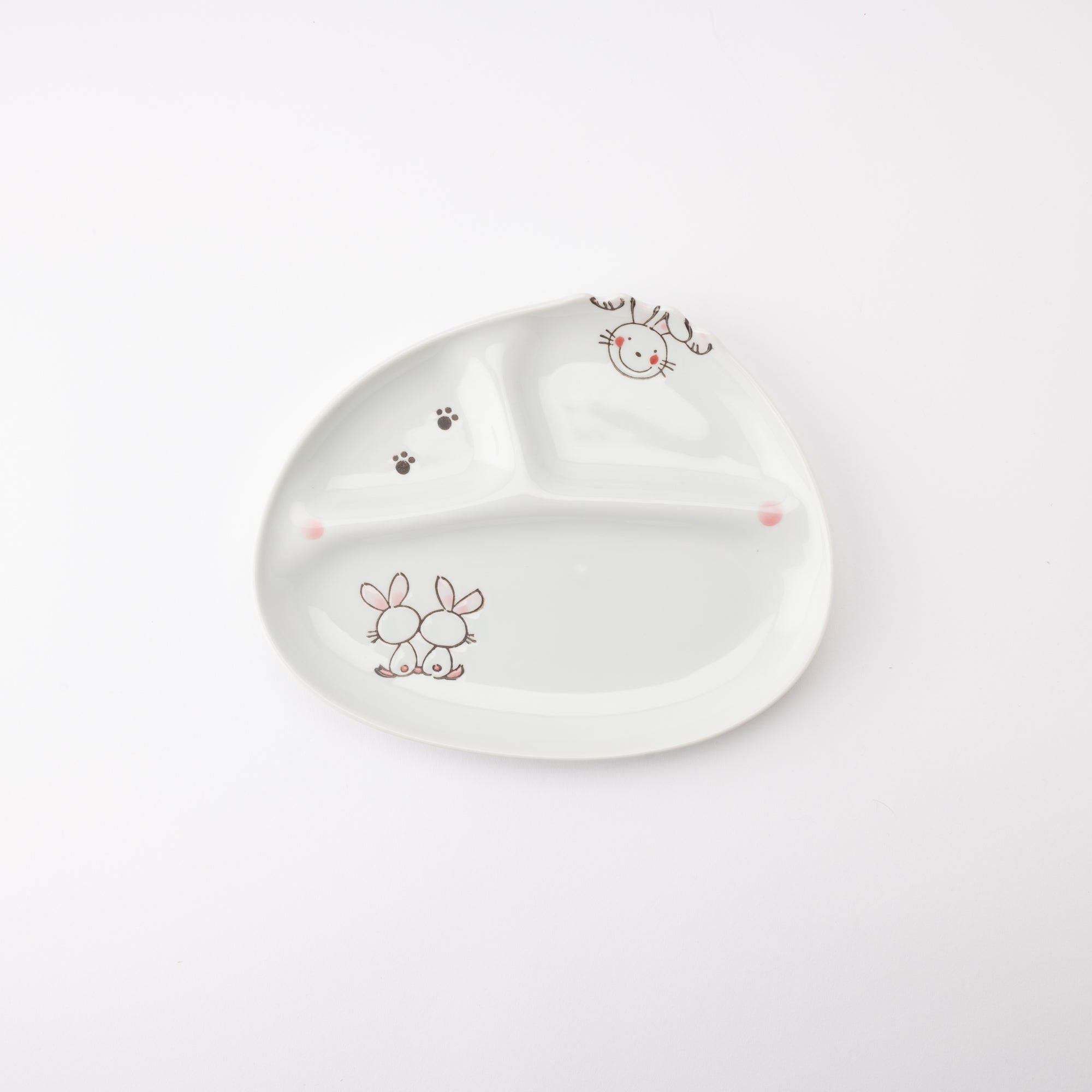Rabbit Hasami Wave Children's Divided Plate - MUSUBI KILN - Quality Japanese Tableware and Gift