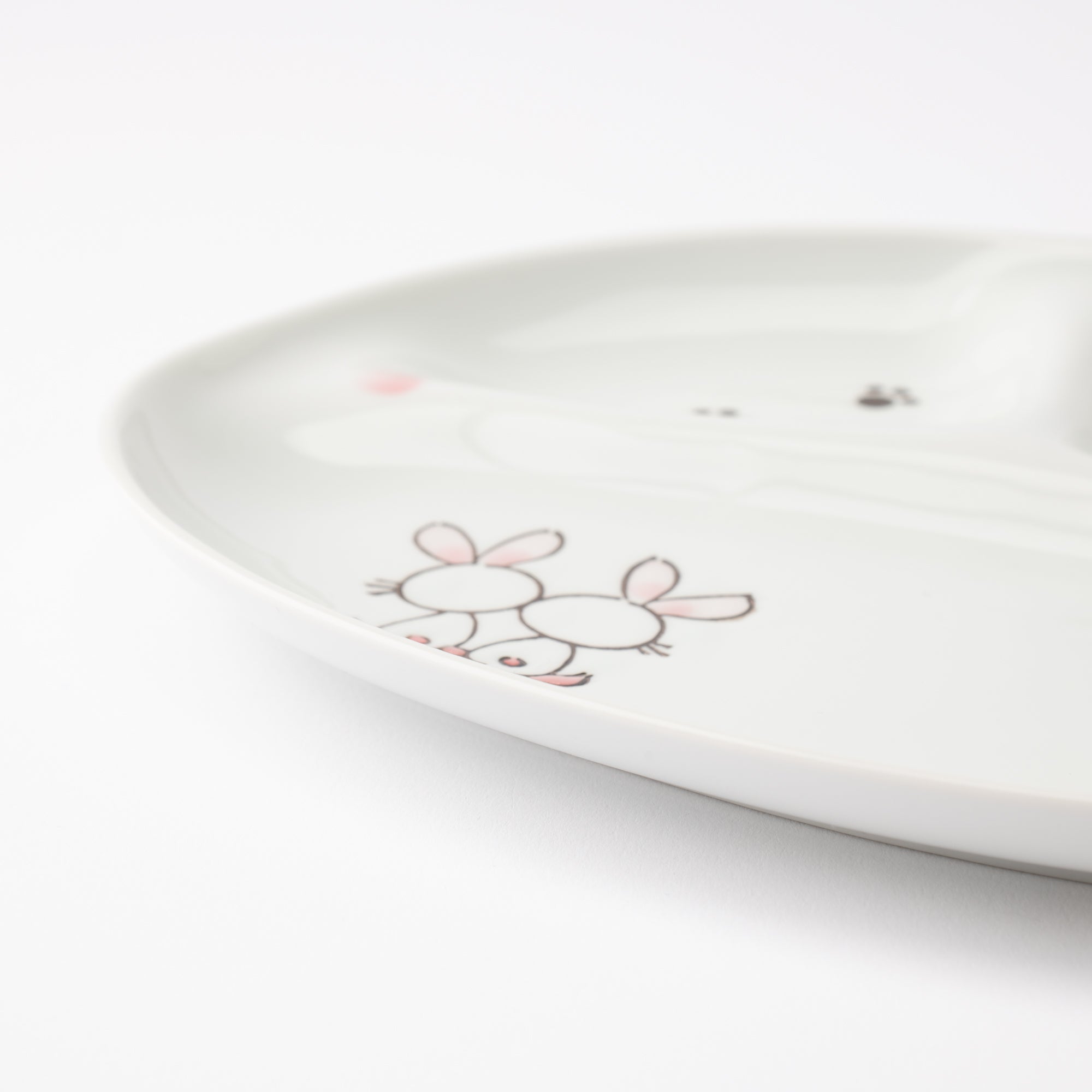 Rabbit Hasami Wave Children's Divided Plate - MUSUBI KILN - Quality Japanese Tableware and Gift