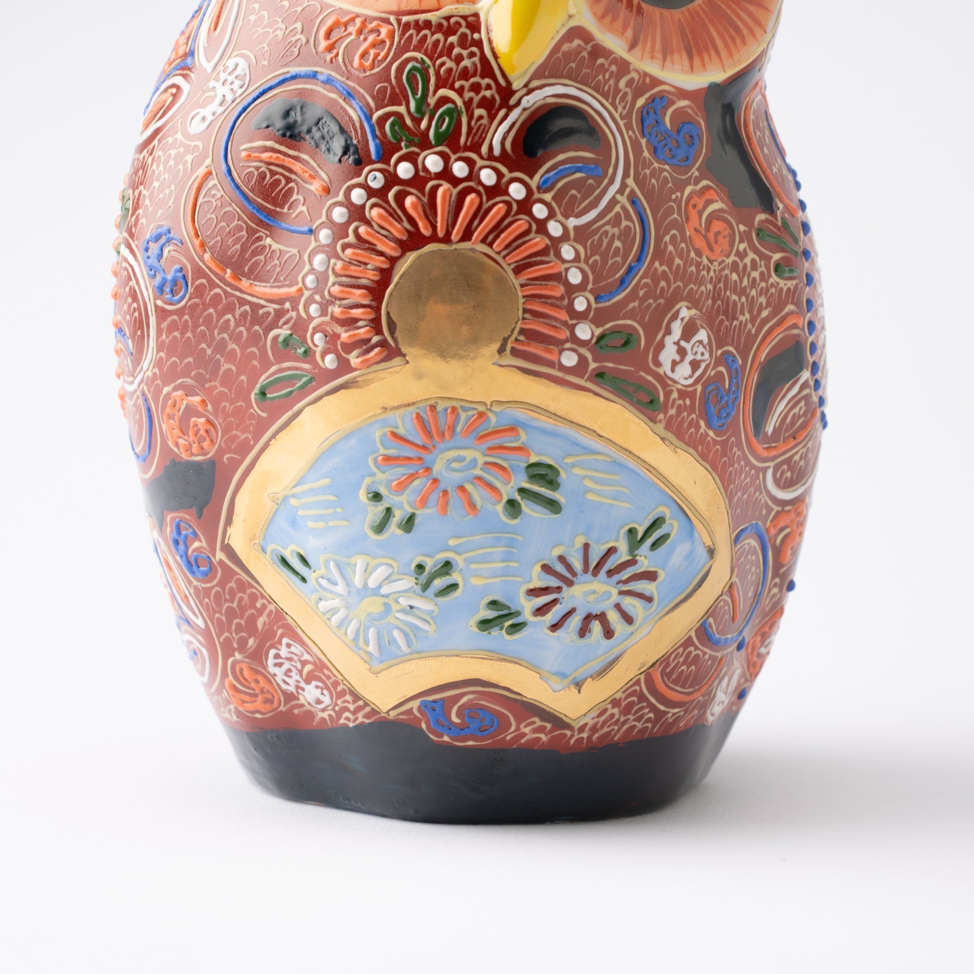 Red Decorative Kutani Owl Figurine - MUSUBI KILN - Quality Japanese Tableware and Gift