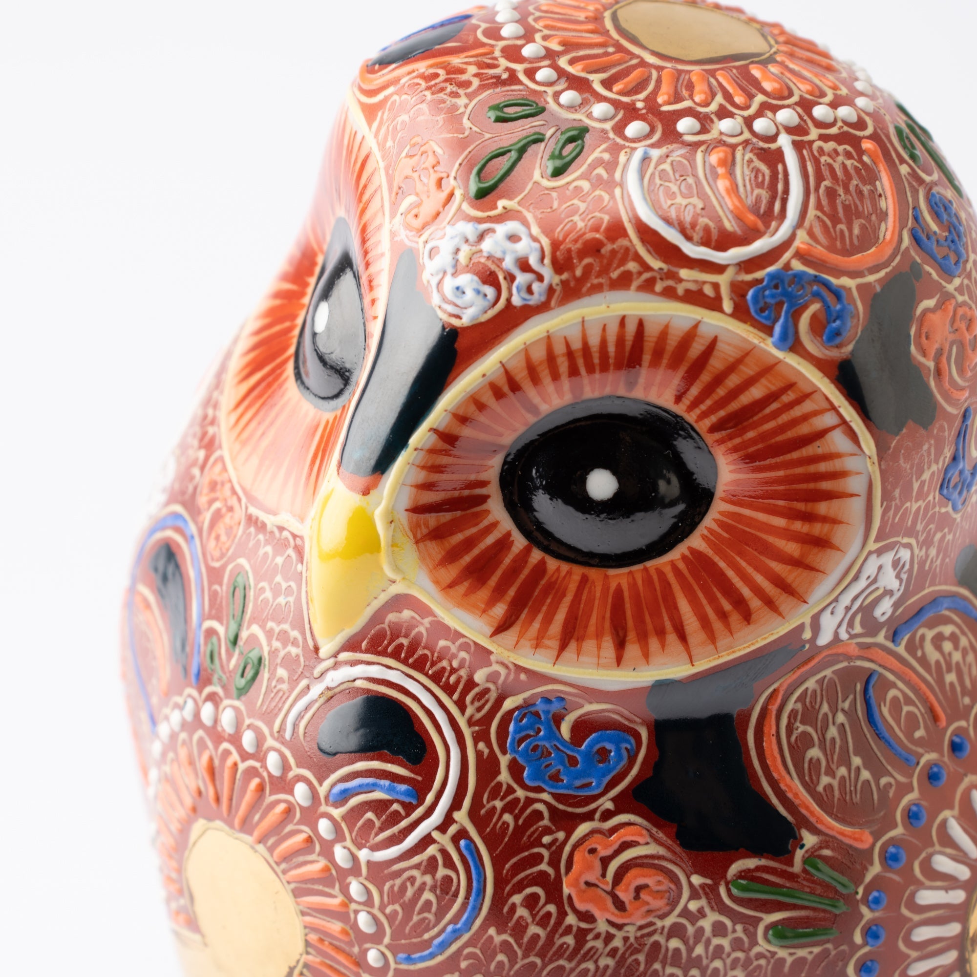 Red Decorative Kutani Owl Figurine - MUSUBI KILN - Quality Japanese Tableware and Gift
