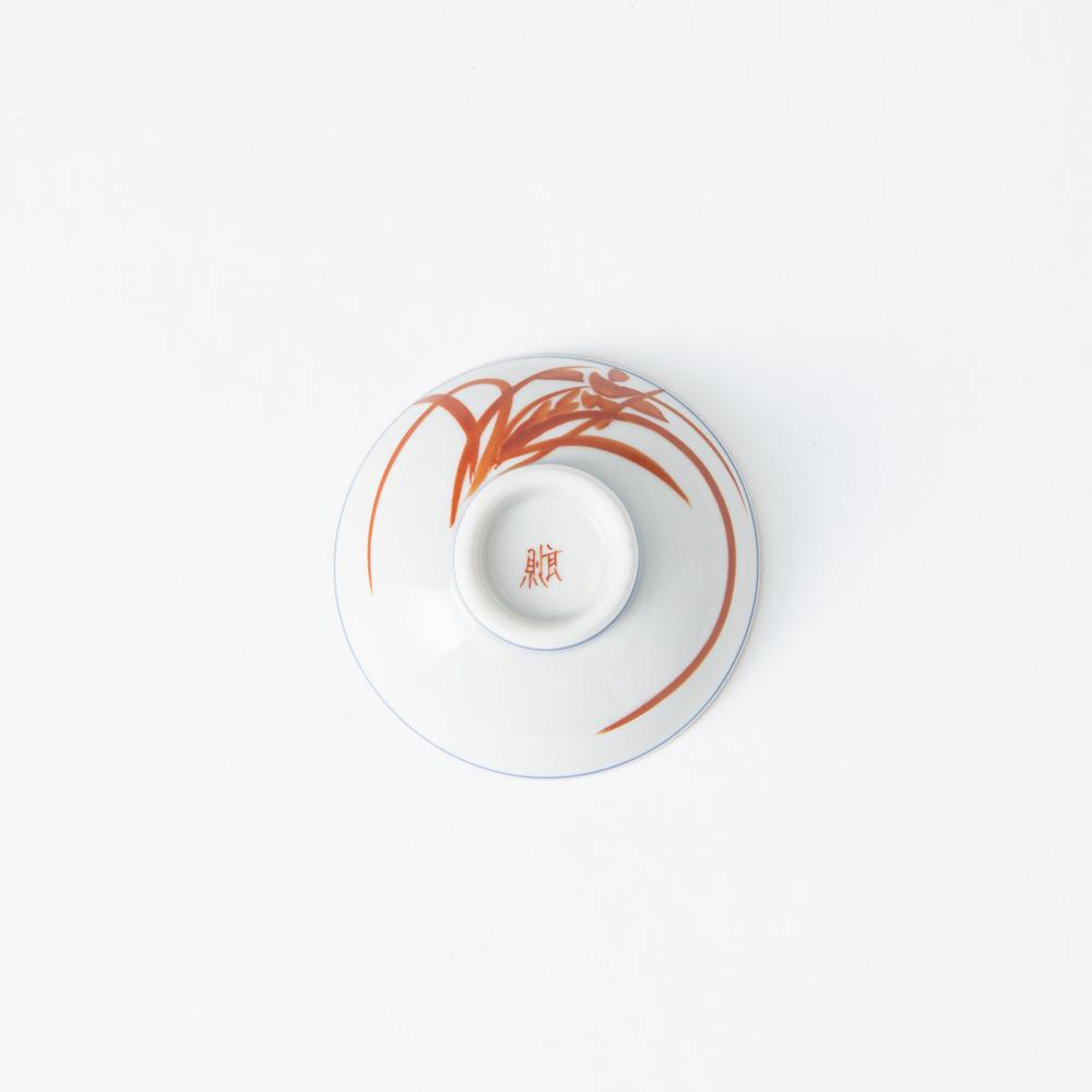 Red Phoenix Kutani Sakazuki Flat Sake Cup - MUSUBI KILN - Quality Japanese Tableware and Gift