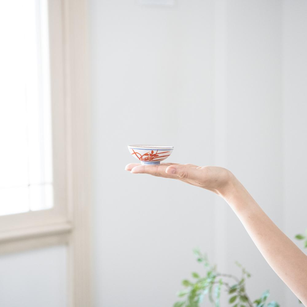 Red Phoenix Kutani Sakazuki Flat Sake Cup - MUSUBI KILN - Quality Japanese Tableware and Gift