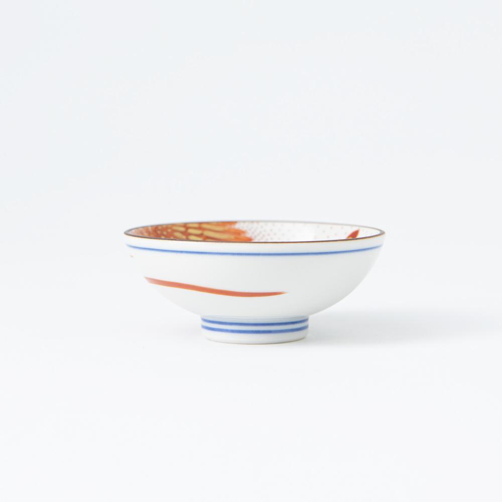 Red Phoenix Kutani Sakazuki Flat Sake Cup - MUSUBI KILN - Quality Japanese Tableware and Gift