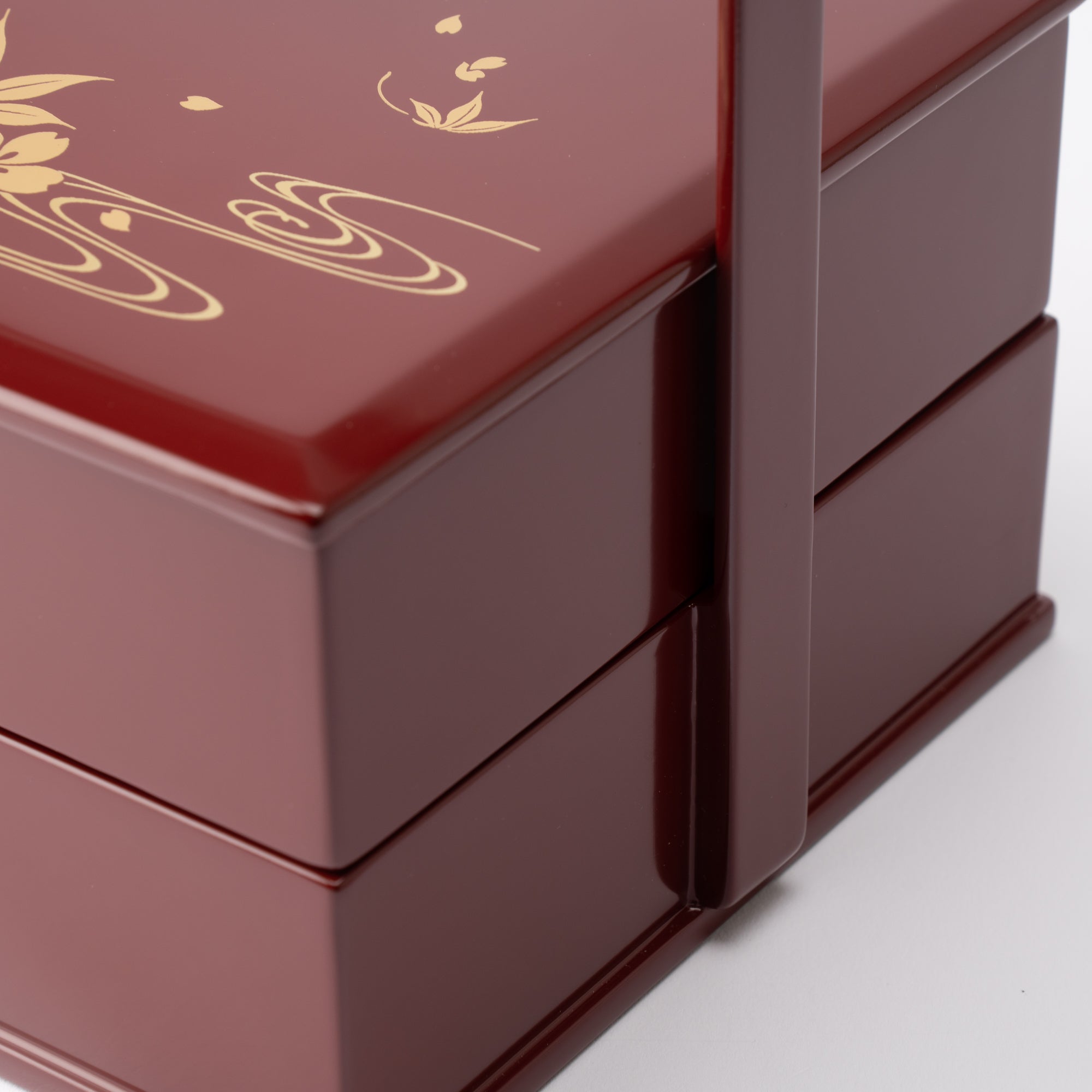 Red Running Water Echizen Lacquerware Two Tiers Jubako Bento Box with Handle - MUSUBI KILN - Quality Japanese Tableware and Gift