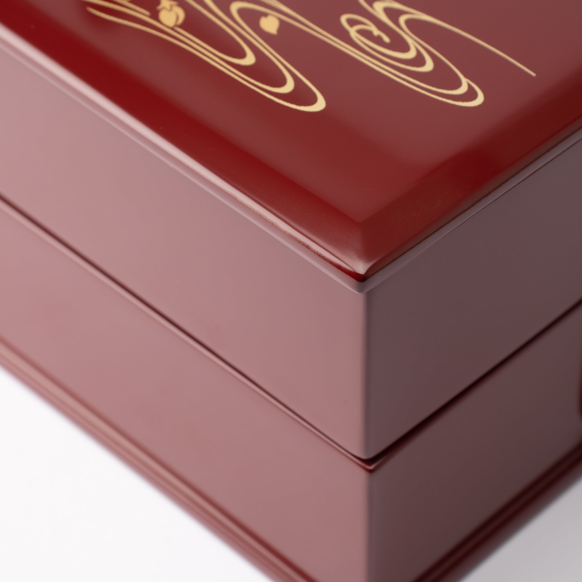 Red Running Water Echizen Lacquerware Two Tiers Jubako Bento Box with Handle - MUSUBI KILN - Quality Japanese Tableware and Gift