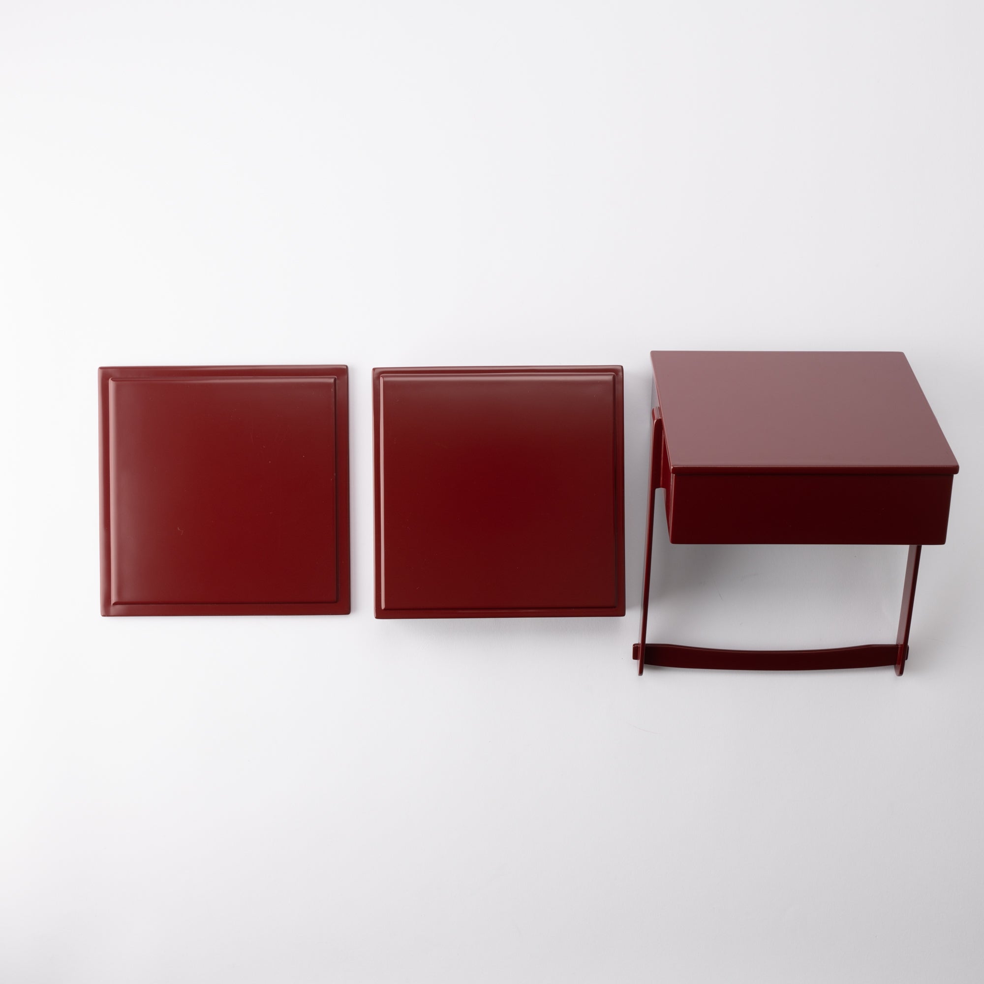 Red Running Water Echizen Lacquerware Two Tiers Jubako Bento Box with Handle - MUSUBI KILN - Quality Japanese Tableware and Gift