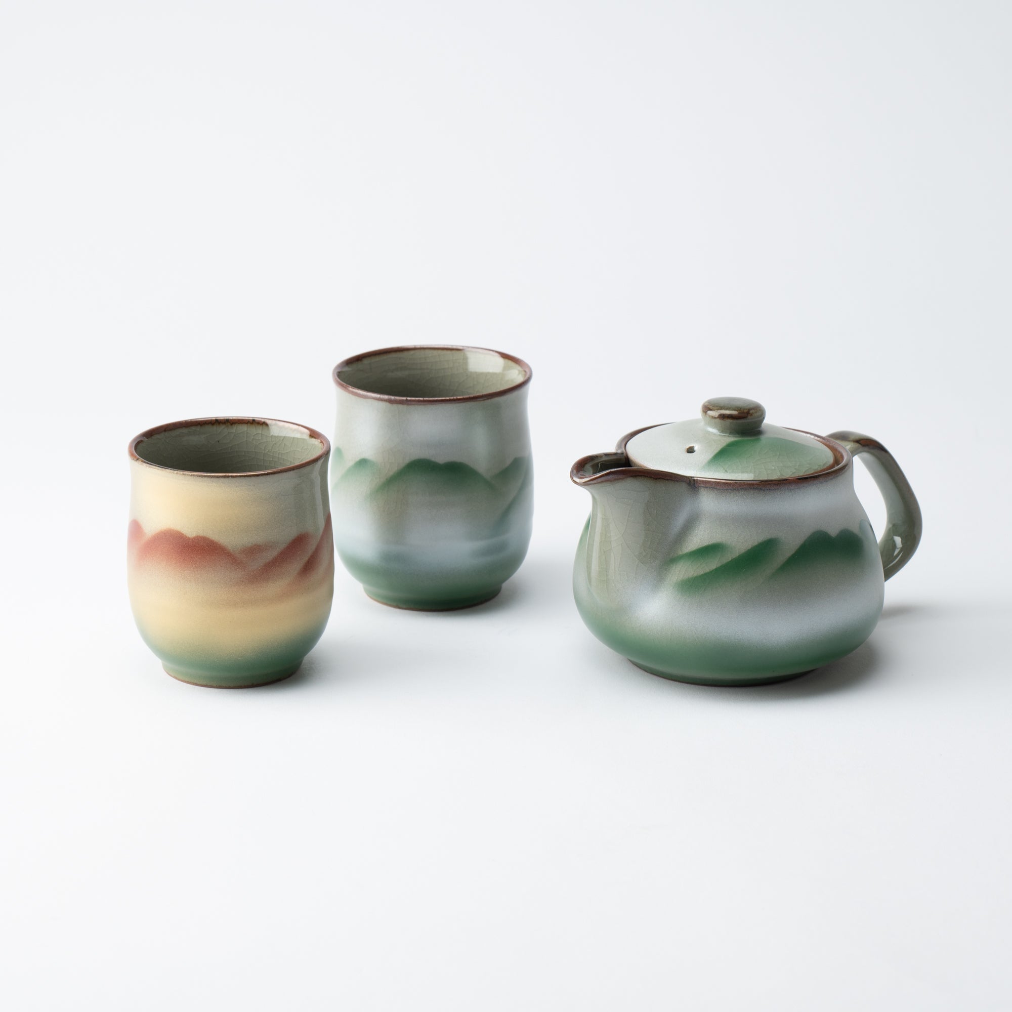 Renzan Kutani Japanese Teapot Set - MUSUBI KILN - Quality Japanese Tableware and Gift