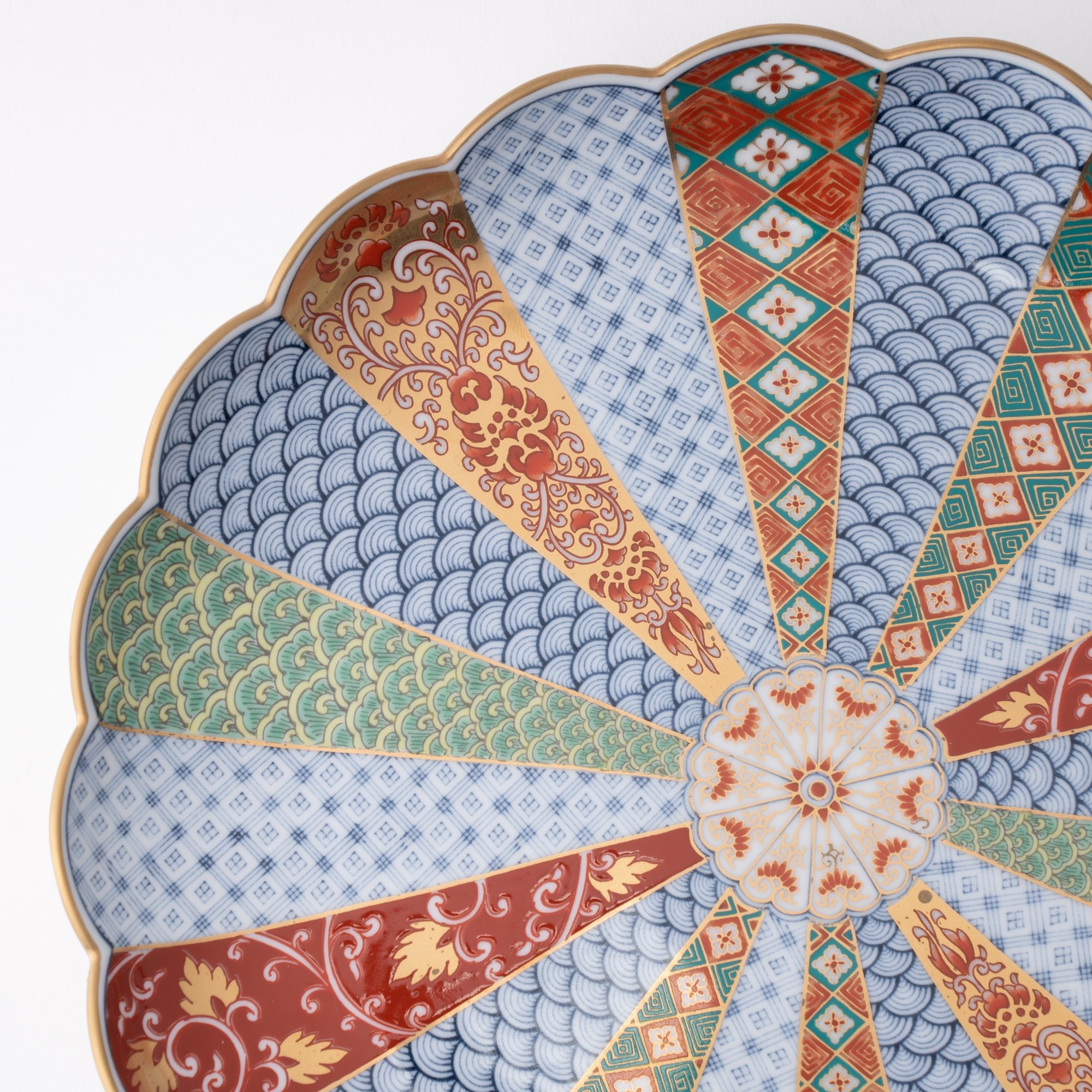 Rinkuro Kiln Old Imari Chrysanthemum Round Plate 9.5in - MUSUBI KILN - Quality Japanese Tableware and Gift
