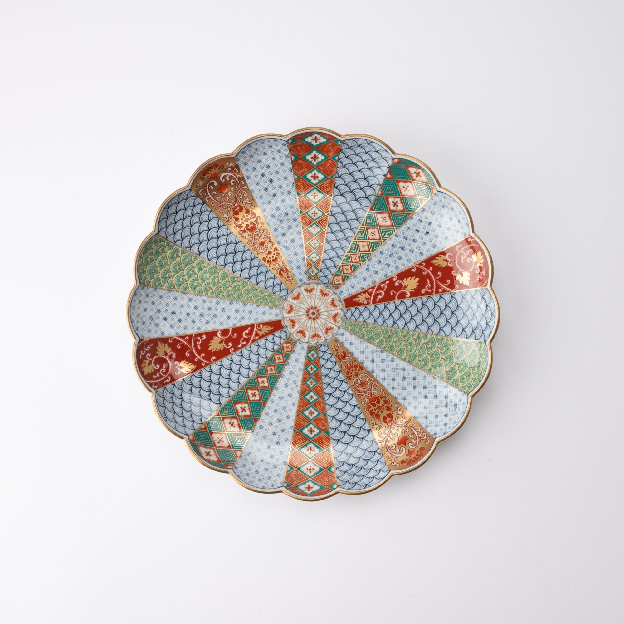 Rinkuro Kiln Old Imari Chrysanthemum Round Plate 9.5in - MUSUBI KILN - Quality Japanese Tableware and Gift