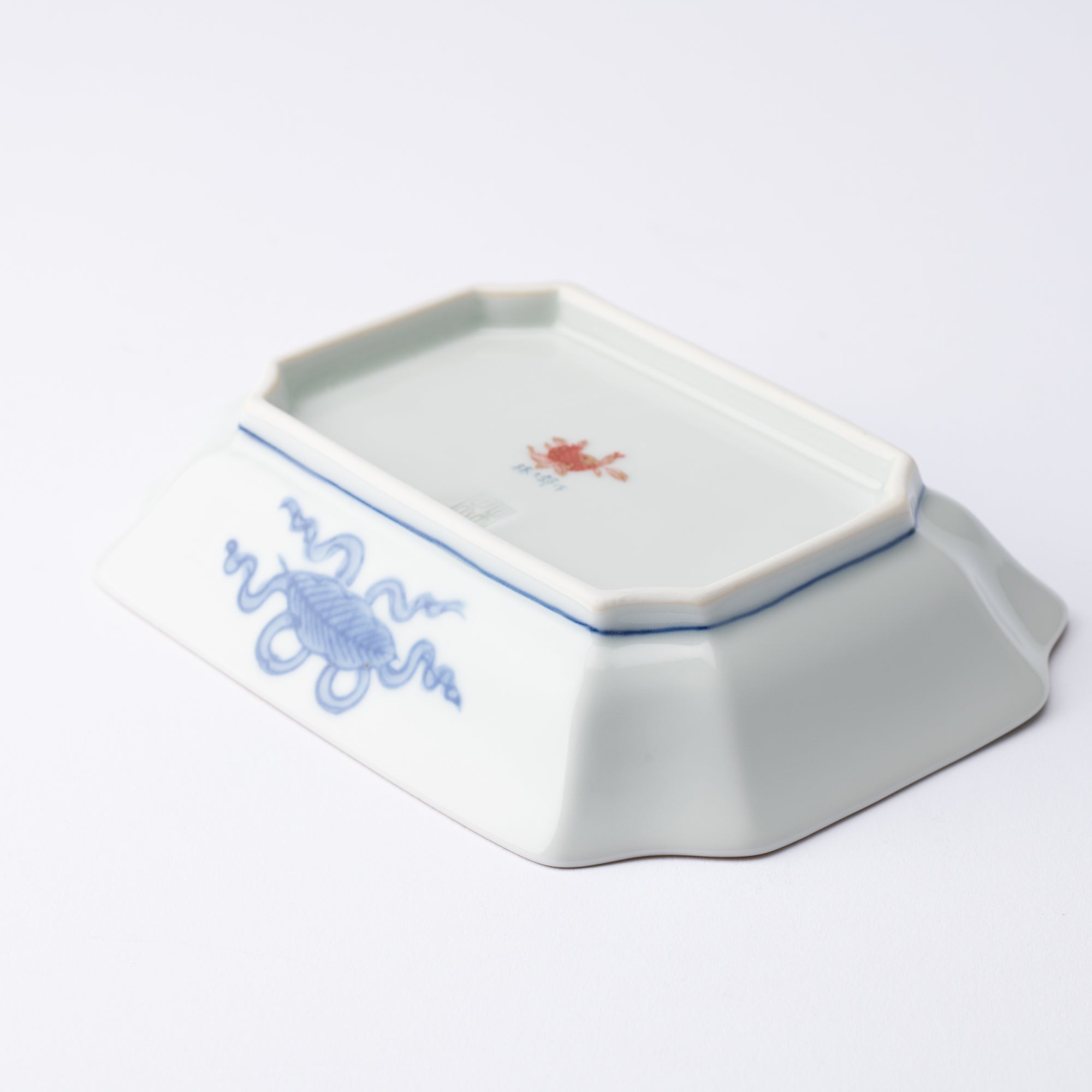 Rinkuro Kiln Old Imari Fence Peony Hasami Ware Rectangle Plate - MUSUBI KILN - Quality Japanese Tableware and Gift