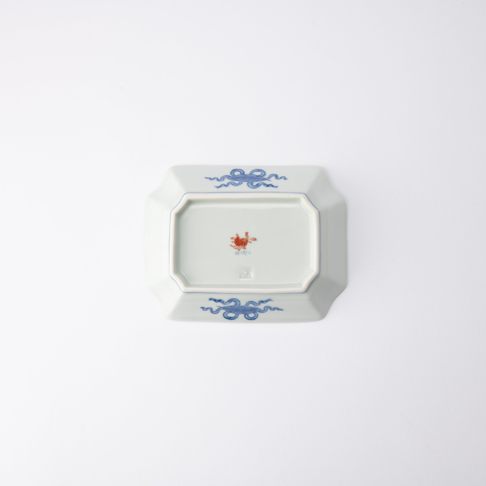 Rinkuro Kiln Old Imari Fence Peony Hasami Ware Rectangle Plate - MUSUBI KILN - Quality Japanese Tableware and Gift