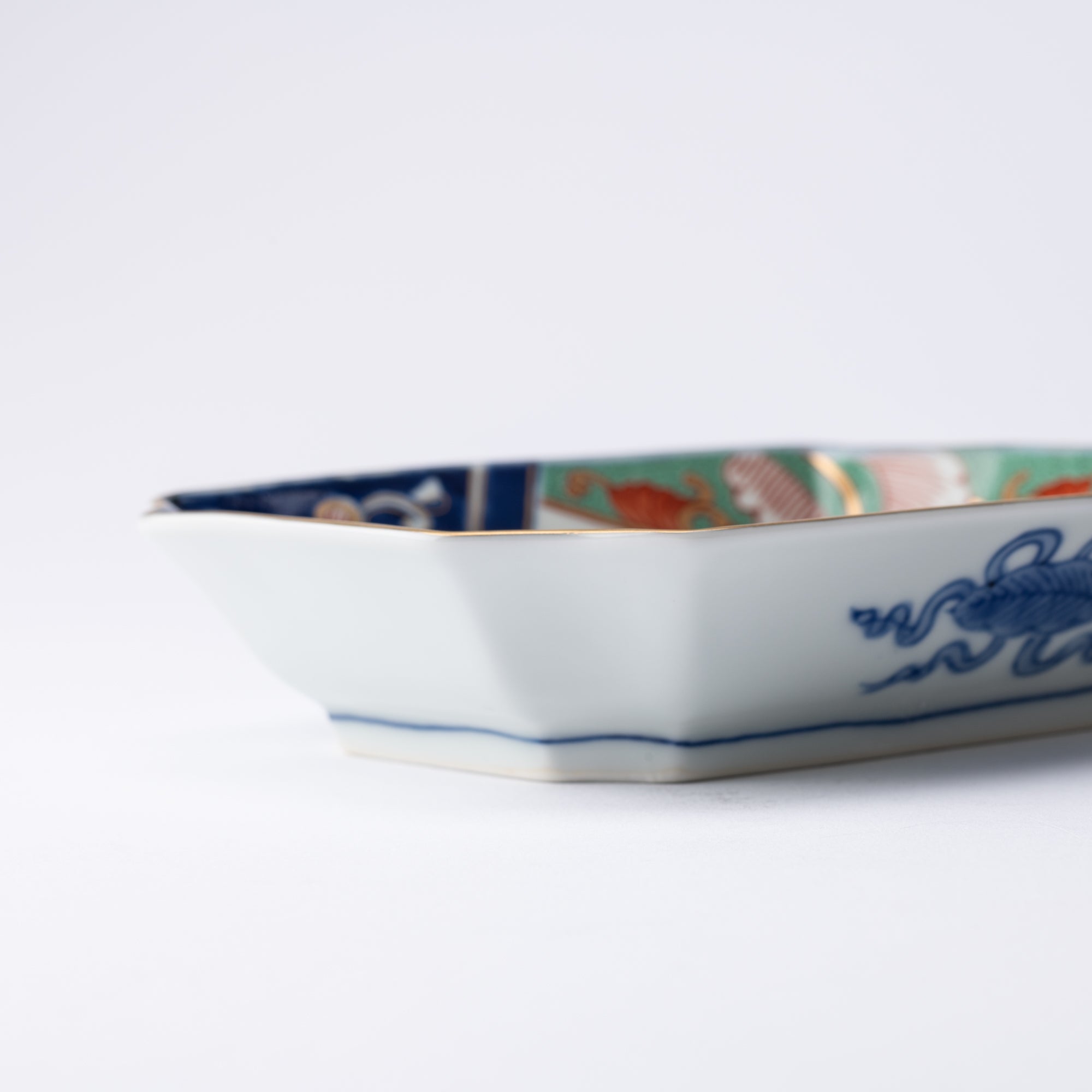 Rinkuro Kiln Old Imari Fence Peony Hasami Ware Rectangle Plate - MUSUBI KILN - Quality Japanese Tableware and Gift