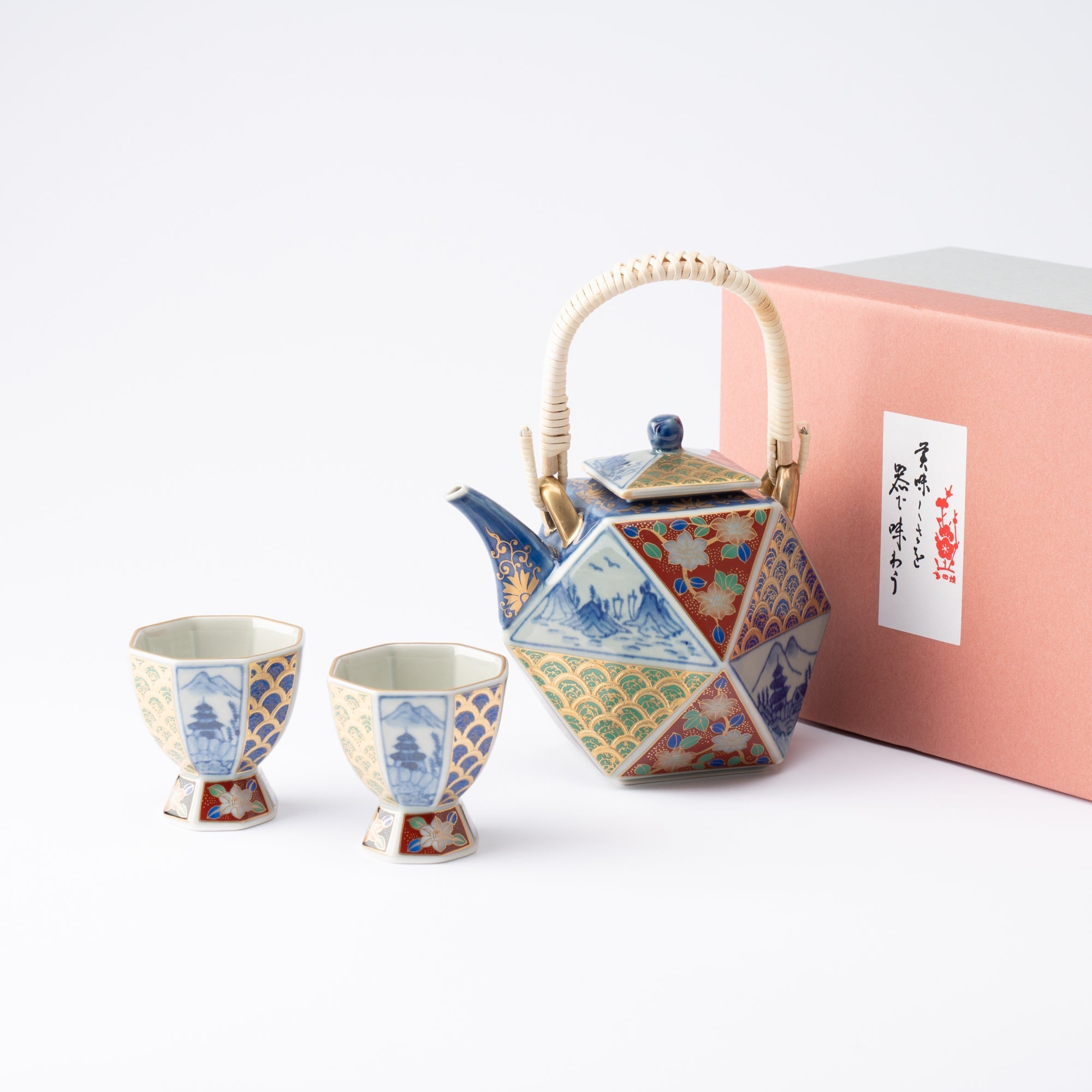 Rinkuro Kiln Old Imari Kinrande Sake Set - MUSUBI KILN - Quality Japanese Tableware and Gift