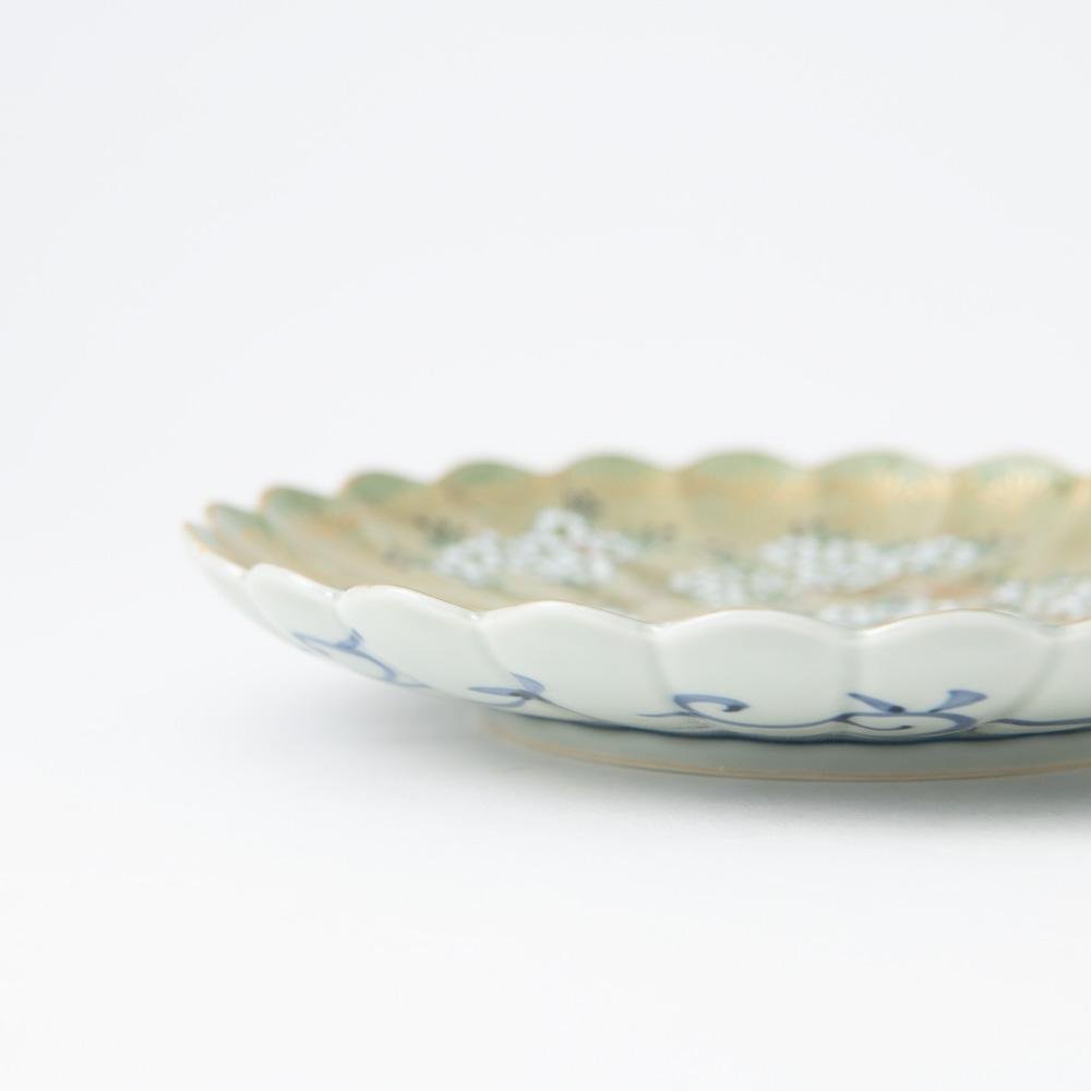 Rinkuro Kiln Old Imari Sakura Hasami Round Plate 7.5in - MUSUBI KILN - Quality Japanese Tableware and Gift