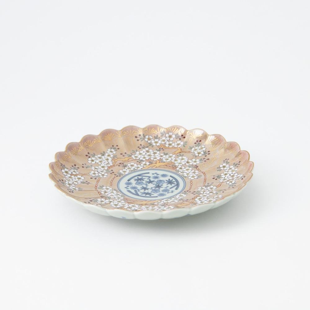 Rinkuro Kiln Old Imari Sakura Hasami Round Plate 7.5in - MUSUBI KILN - Quality Japanese Tableware and Gift