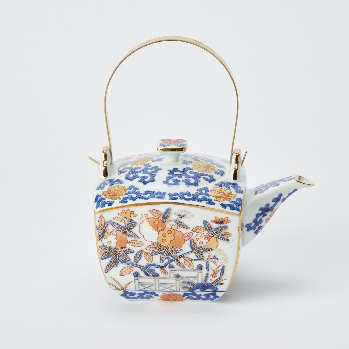 Rinkuro Pomegranate Old Imari Japanese Teapot Set 16.9oz (500ml) - MUSUBI KILN - Quality Japanese Tableware and Gift