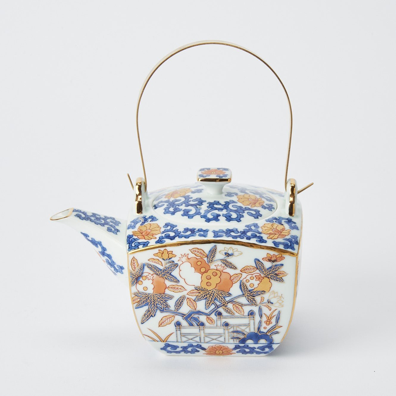 Rinkuro Pomegranate Old Imari Japanese Teapot Set 16.9oz (500ml) - MUSUBI KILN - Quality Japanese Tableware and Gift