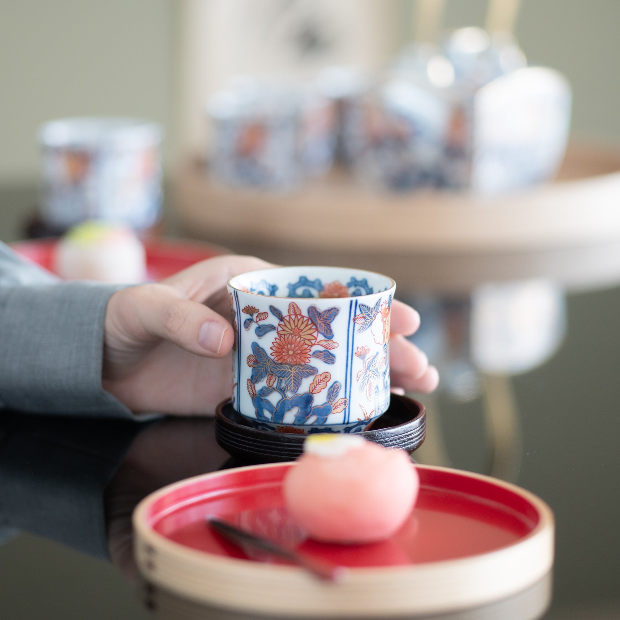 Rinkuro Pomegranate Old Imari Japanese Teapot Set 16.9oz (500ml) - MUSUBI KILN - Quality Japanese Tableware and Gift
